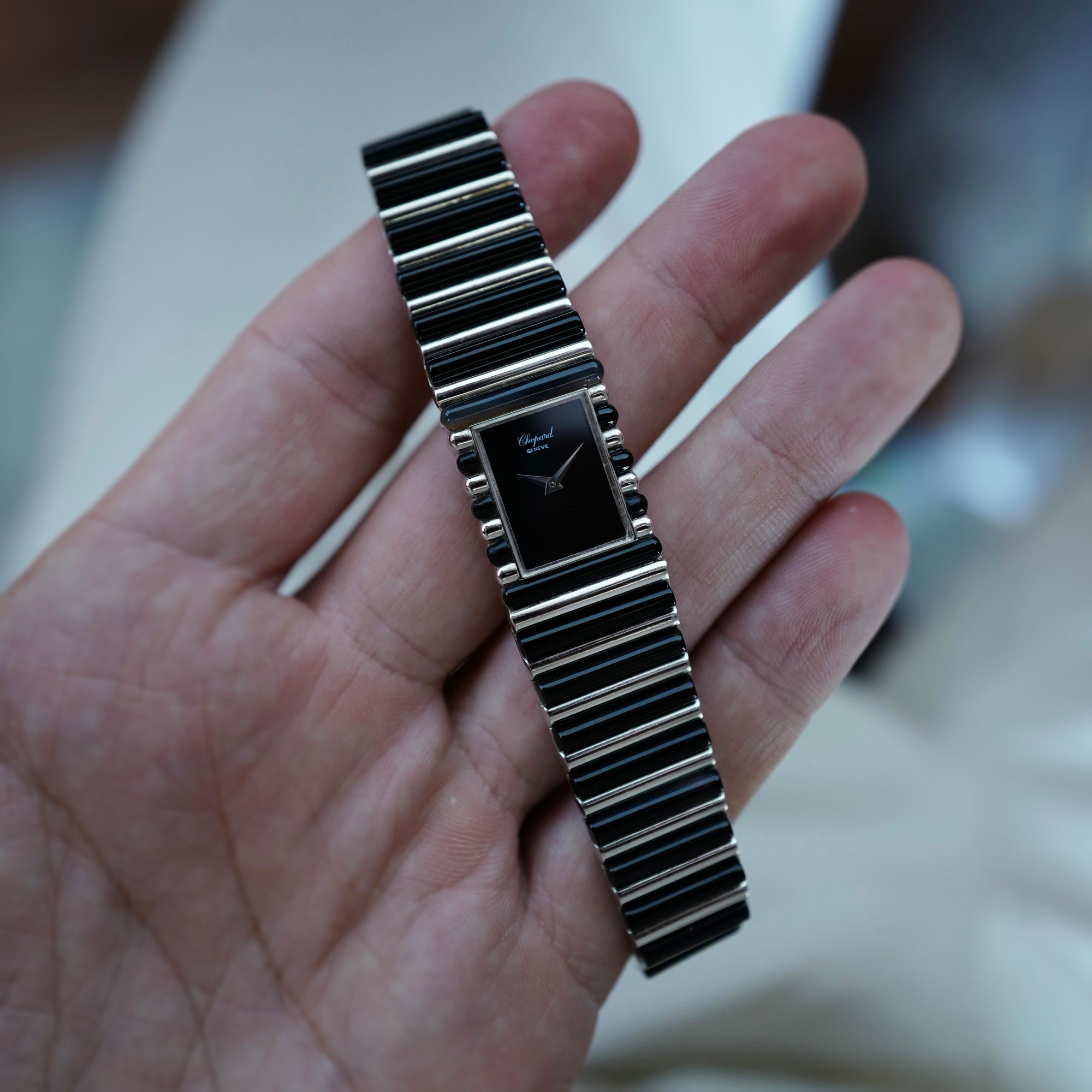 Chopard White Gold Onyx Mechanical Bracelet Watch