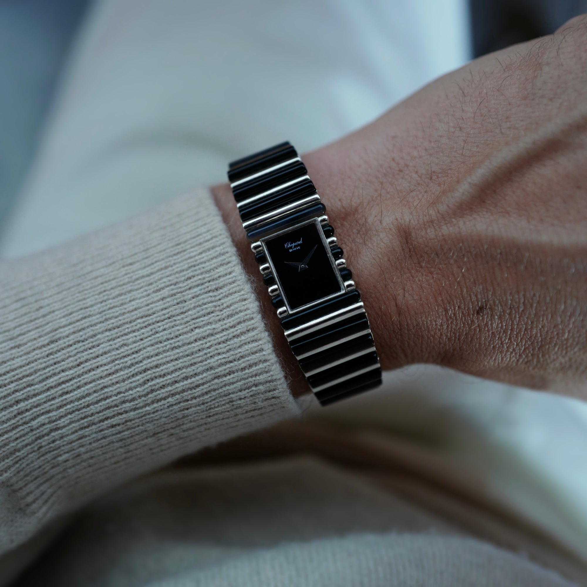 Chopard White Gold Onyx Mechanical Bracelet Watch