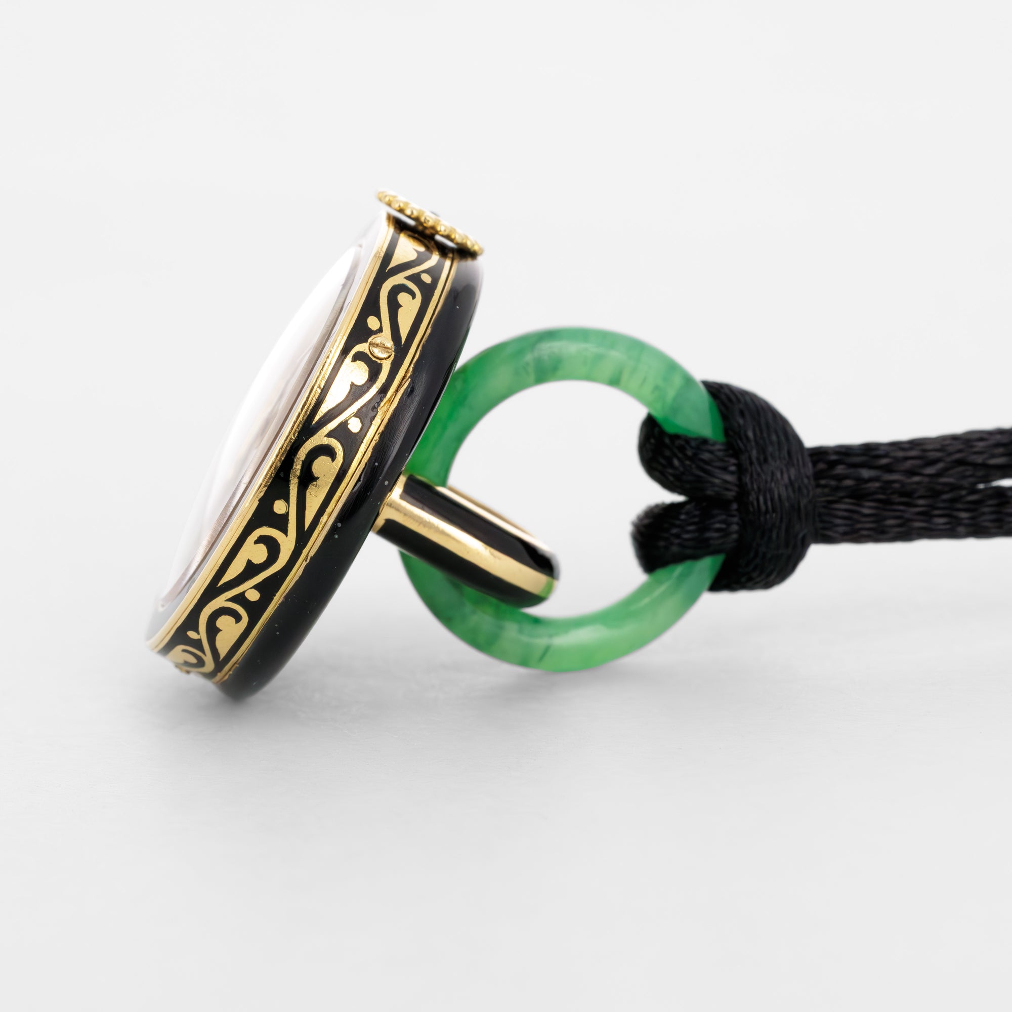 Cartier Enamel & Jade Necklace Watch