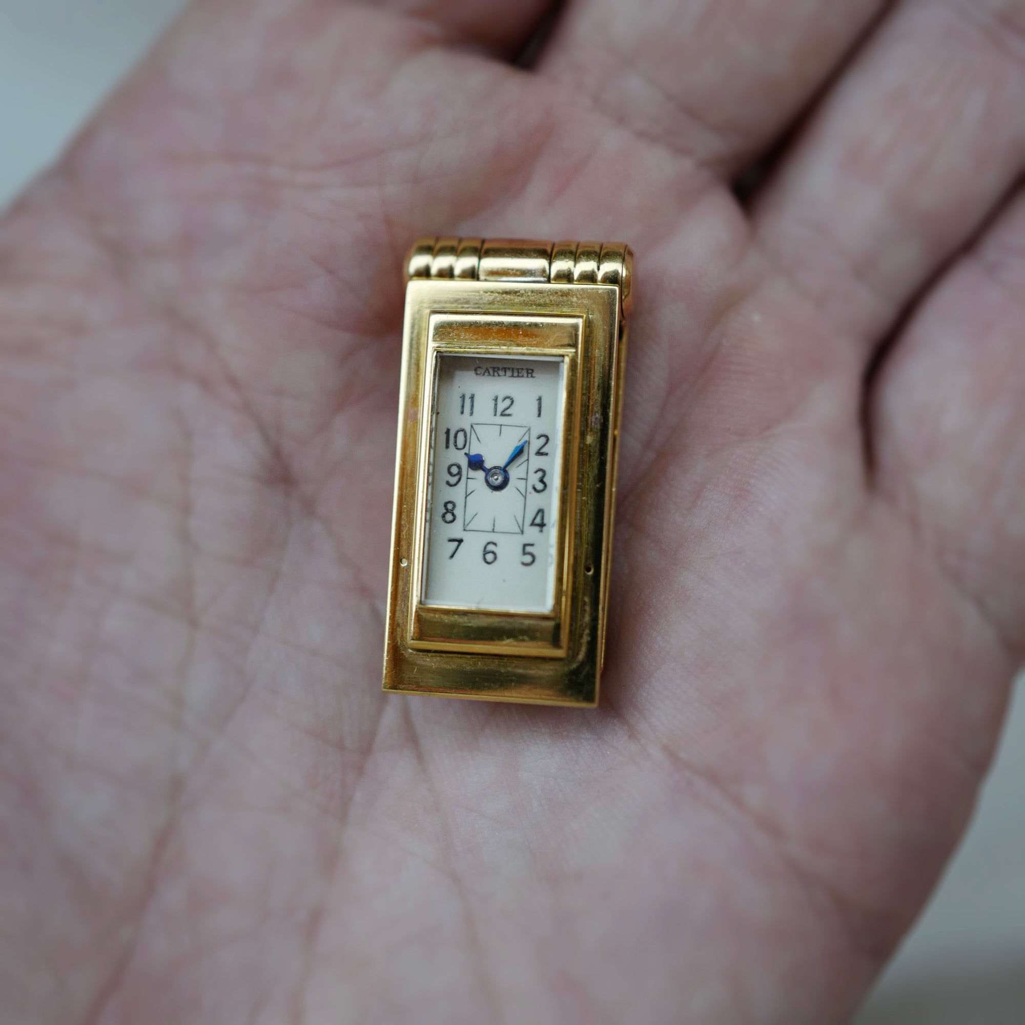 Cartier Yellow Gold Enamel Clip Watch with Royal Thames Yacht Club Enamel Emblem (New Arrival)