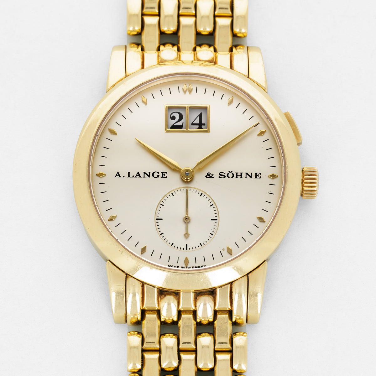 A. Lange &amp; Sohne Yellow Gold Saxonia Ref. 105.001 with a Wellendorff Bracelet