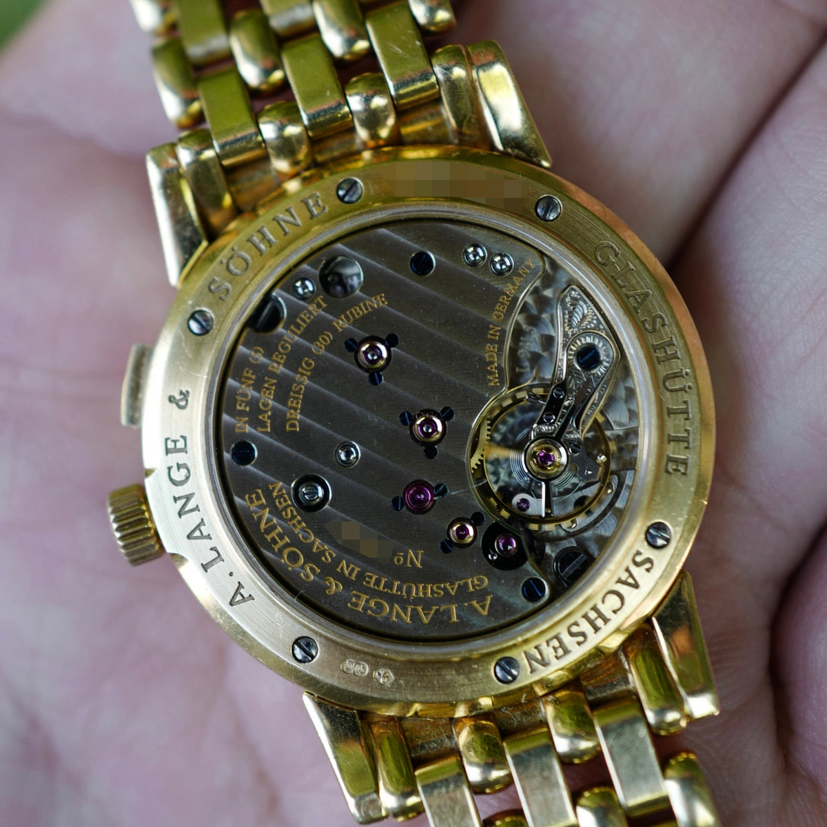 A. Lange &amp; Sohne Yellow Gold Saxonia Ref. 105.001 with a Wellendorff Bracelet
