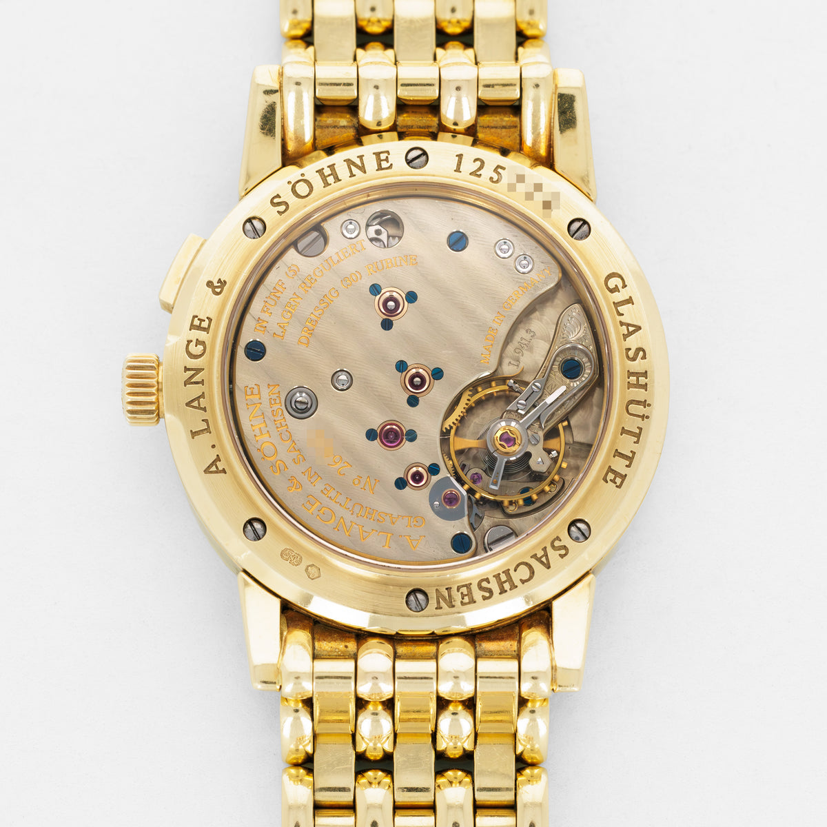 A. Lange &amp; Sohne Yellow Gold Saxonia Ref. 105.001 with a Wellendorff Bracelet