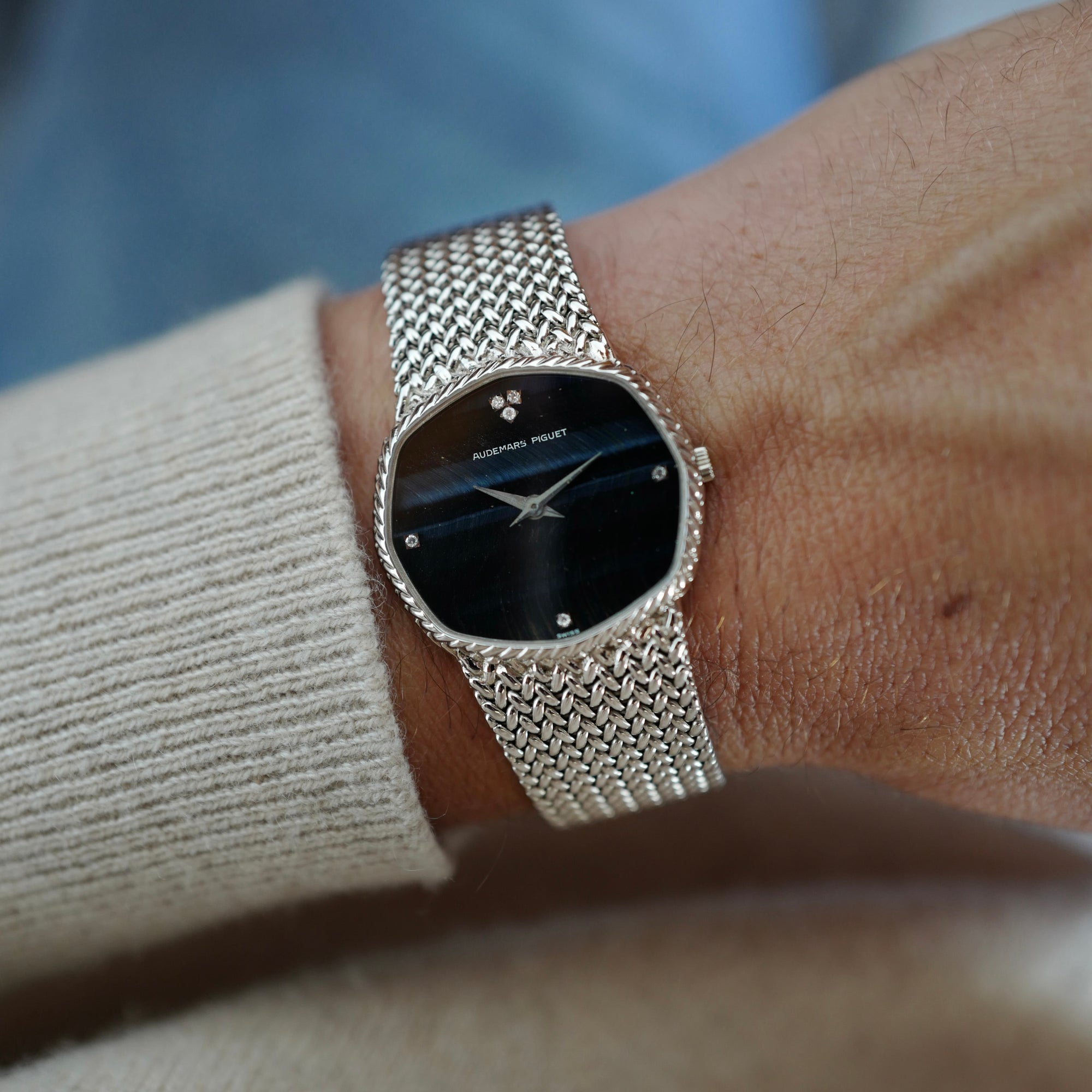 Audemard Piguet Octagon White Gold Bracelet Watch (New Arrival)