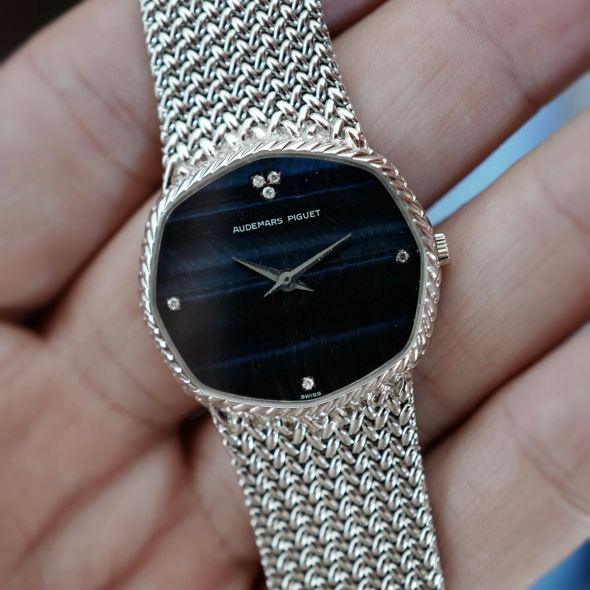Audemard Piguet Octagon White Gold Bracelet Watch (New Arrival)
