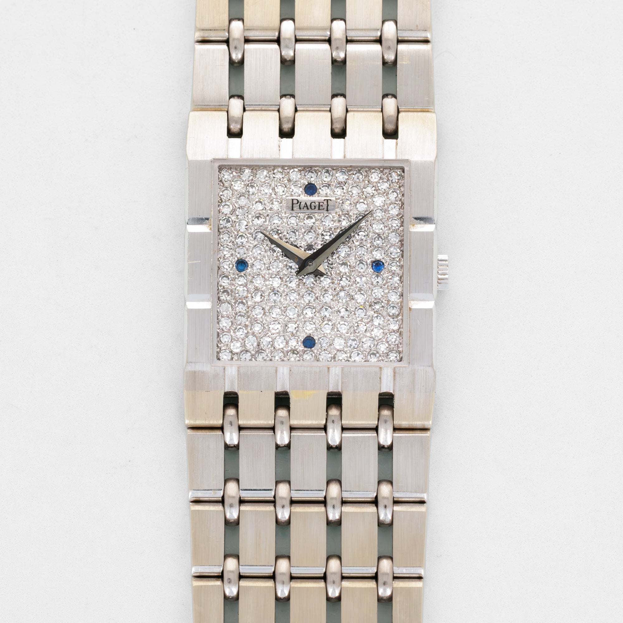 Piaget White Gold Emperador Bracelet Watch Ref. 9131K51 with Pave Diamond Dial