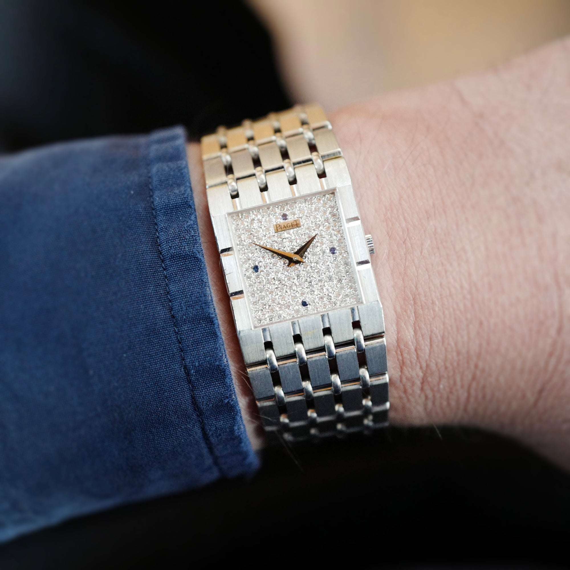 Piaget White Gold Emperador Bracelet Watch Ref. 9131K51 with Pave Diamond Dial