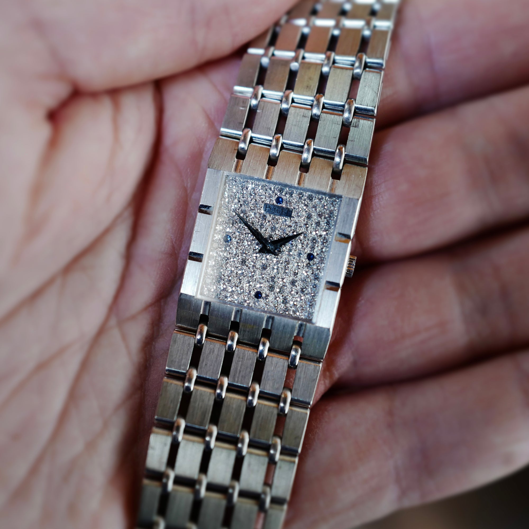 Piaget White Gold Emperador Bracelet Watch Ref. 9131K51 with Pave Diamond Dial