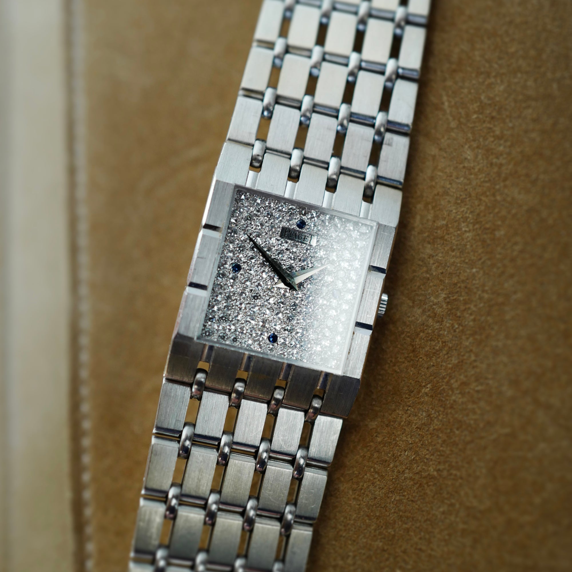 Piaget White Gold Emperador Bracelet Watch Ref. 9131K51 with Pave Diamond Dial