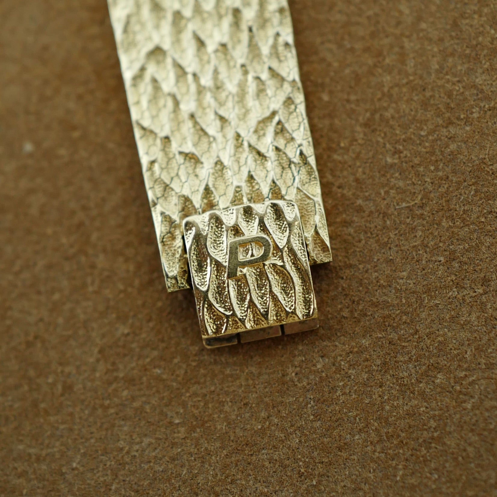 Piaget Yellow Gold Textured Bracelet Watch with Enamel Markers (New Arrival)
