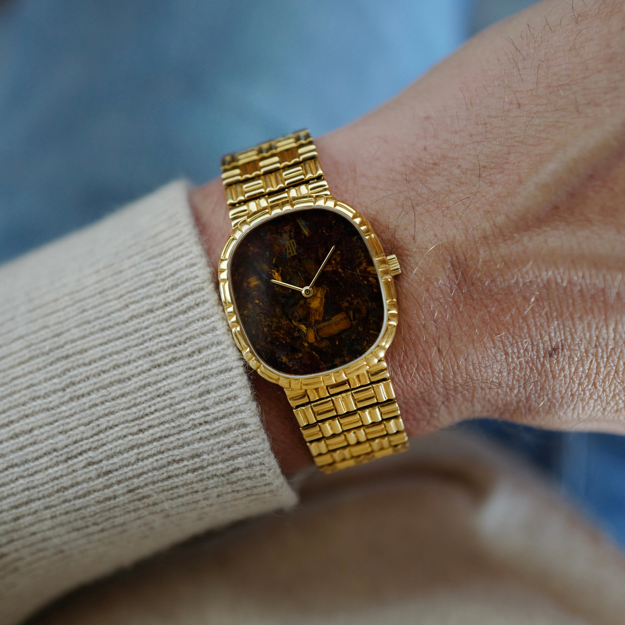 Audemars Piguet Yellow Gold Pietersite Stone Dial Watch Ref. 4647