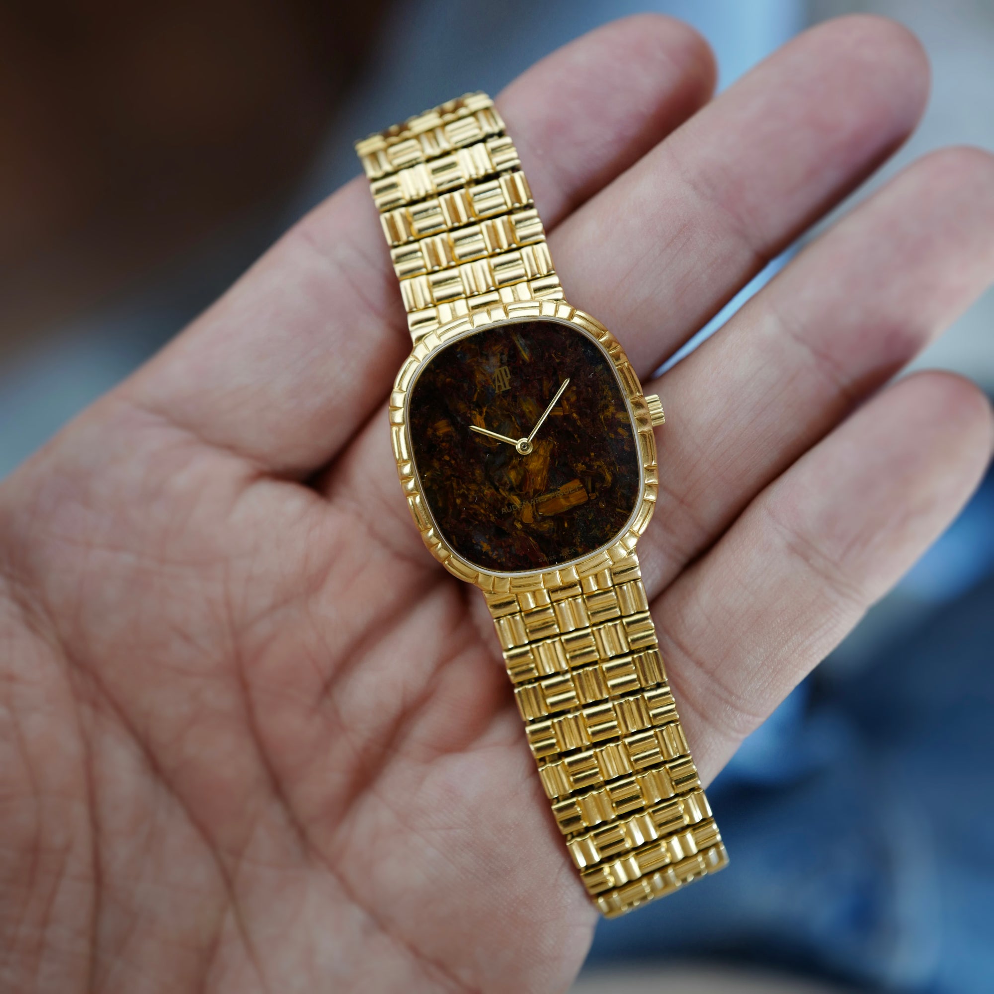 Audemars Piguet Yellow Gold Pietersite Stone Dial Watch Ref. 4647