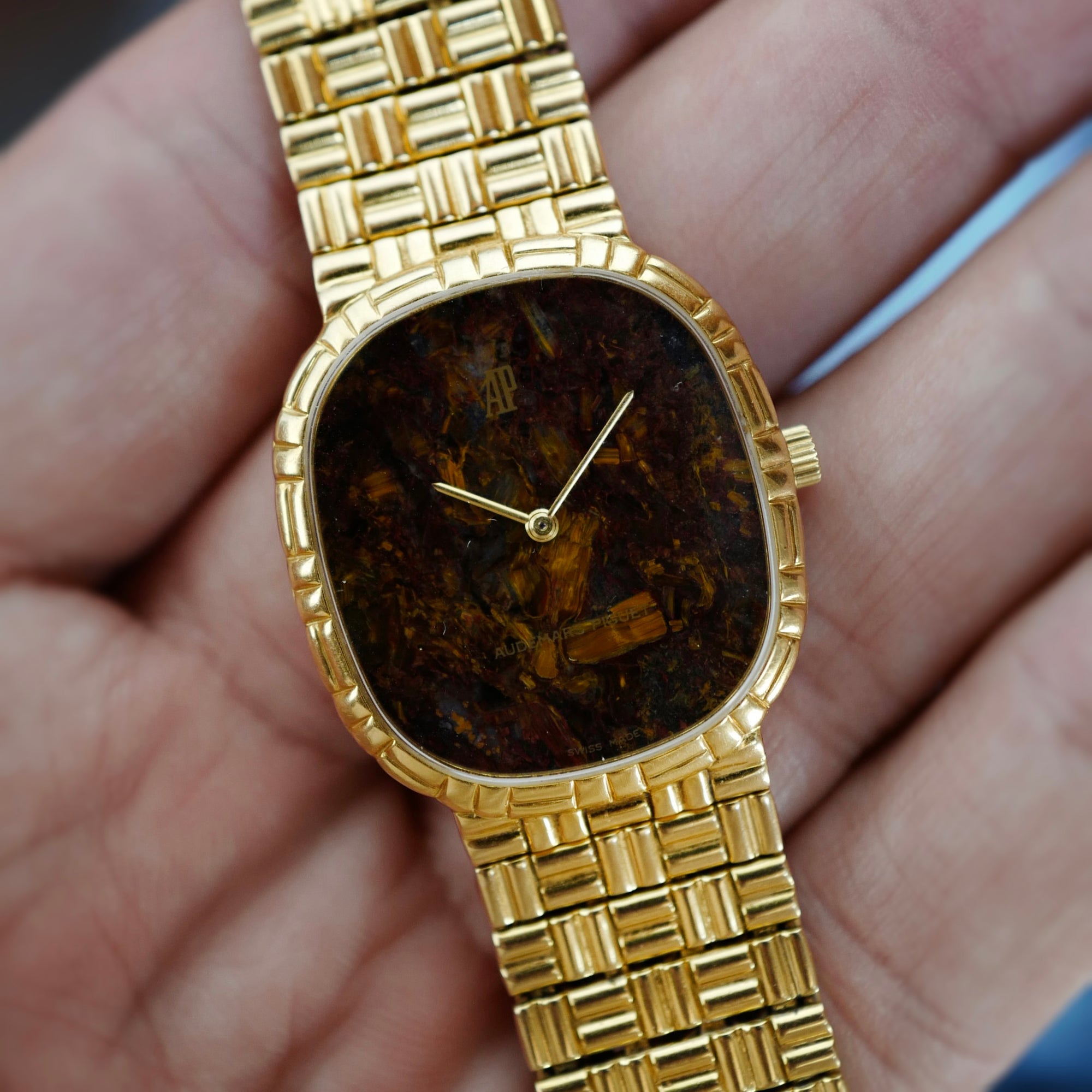 Audemars Piguet Yellow Gold Pietersite Stone Dial Watch Ref. 4647