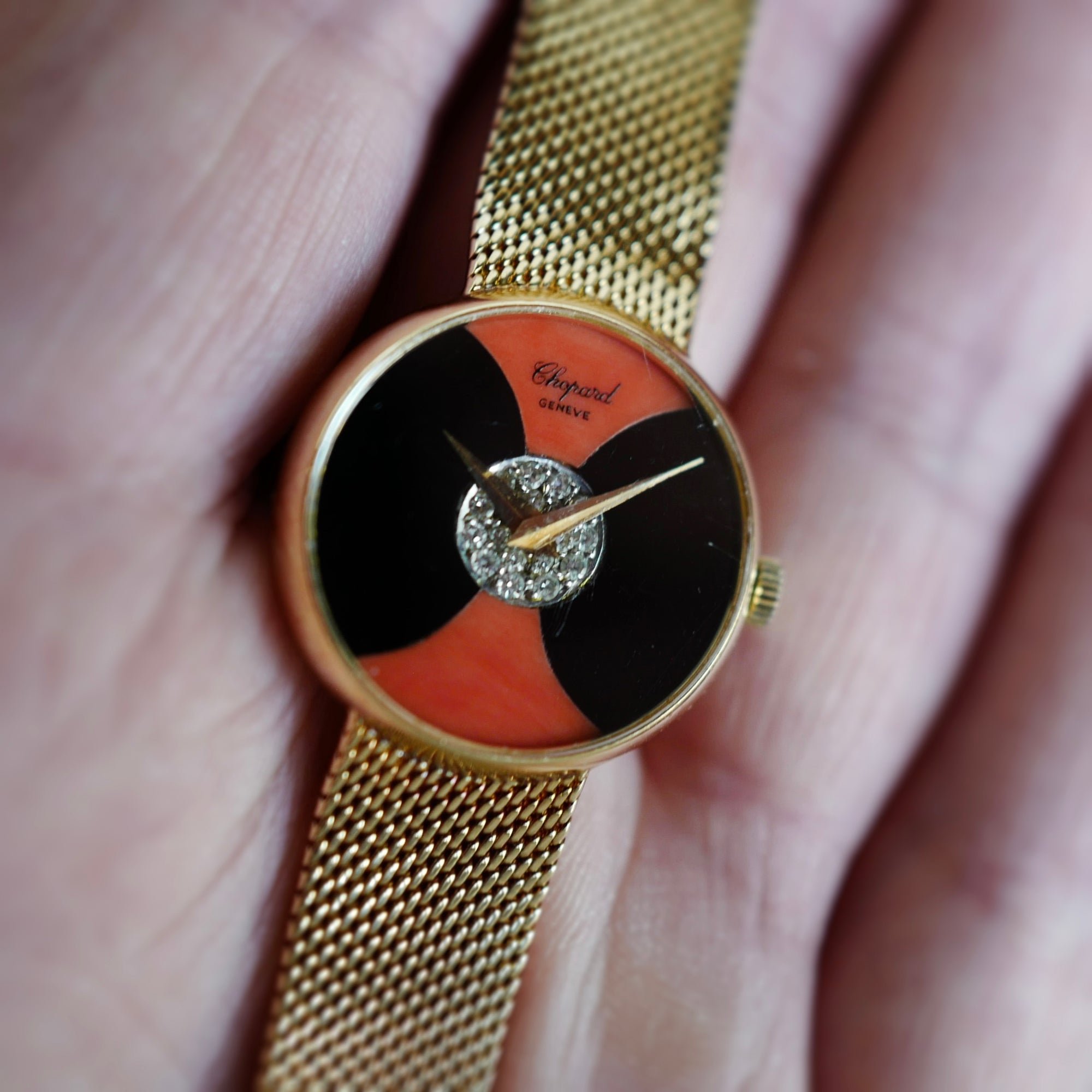 Chopard Yellow Gold Onyx &amp; Coral Watch
