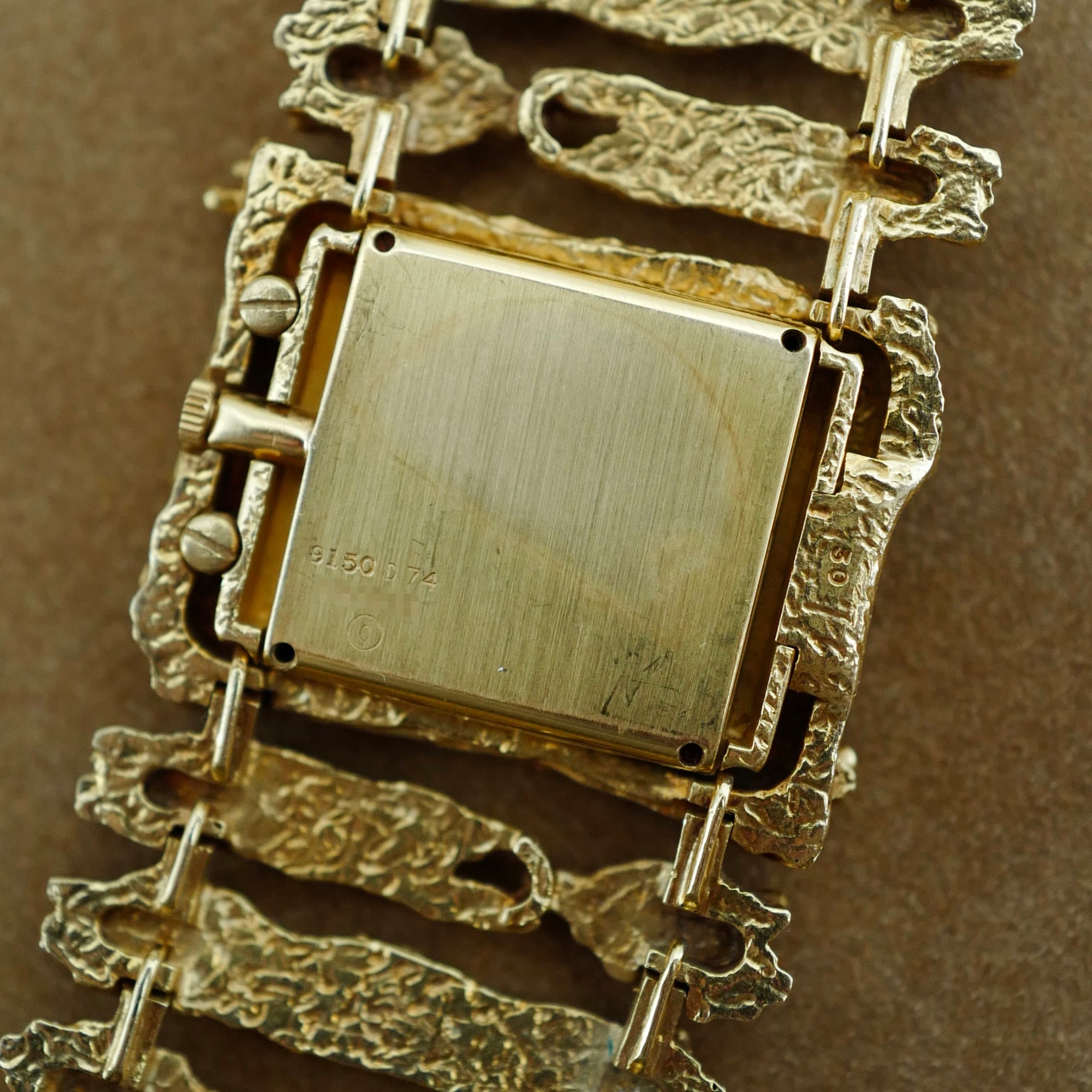 Piaget Yellow Gold Wood Bark Tigerseye Watch, Circa 1970s