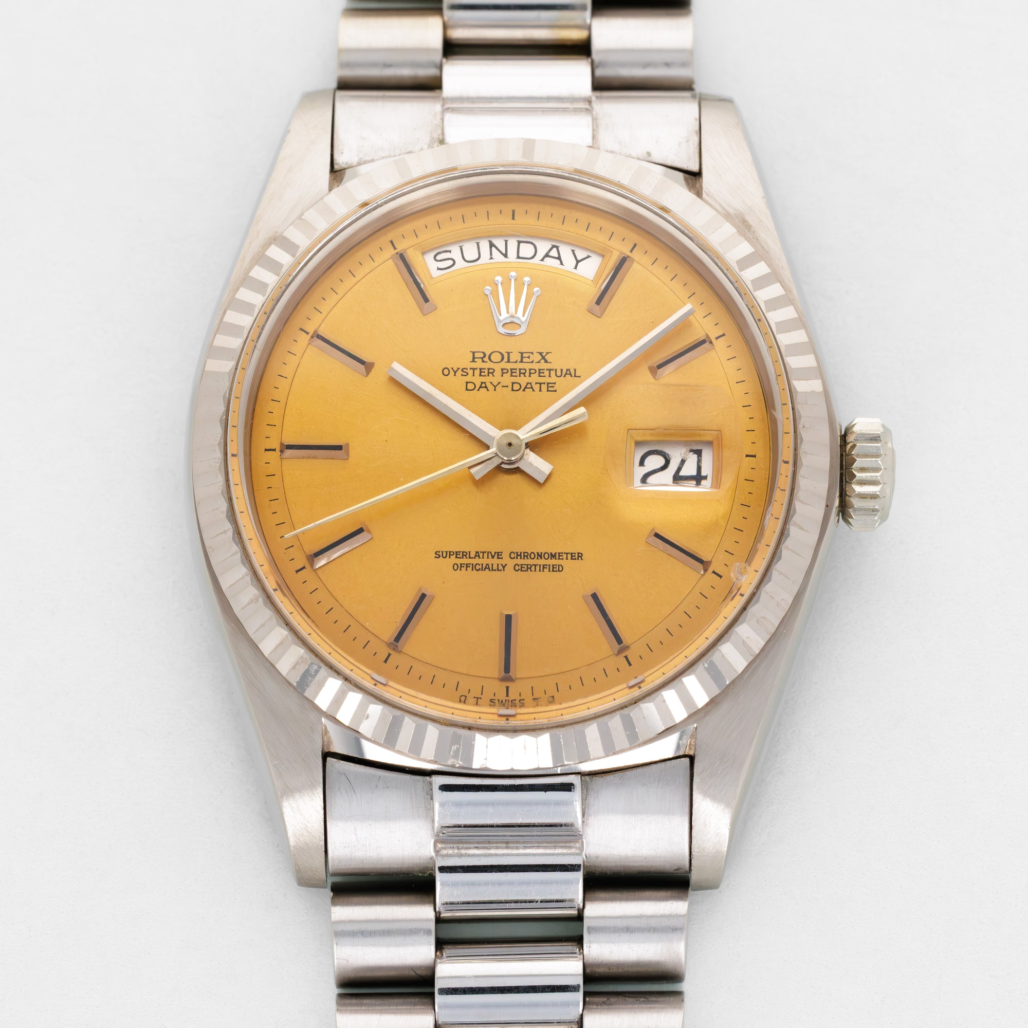 Rolex White Gold Day-Date Salmon Dial Watch Ref. 1803