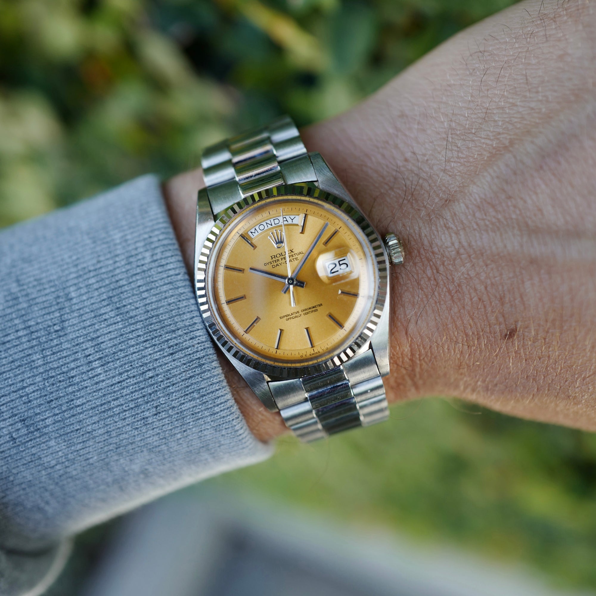 Rolex White Gold Day-Date Salmon Dial Watch Ref. 1803