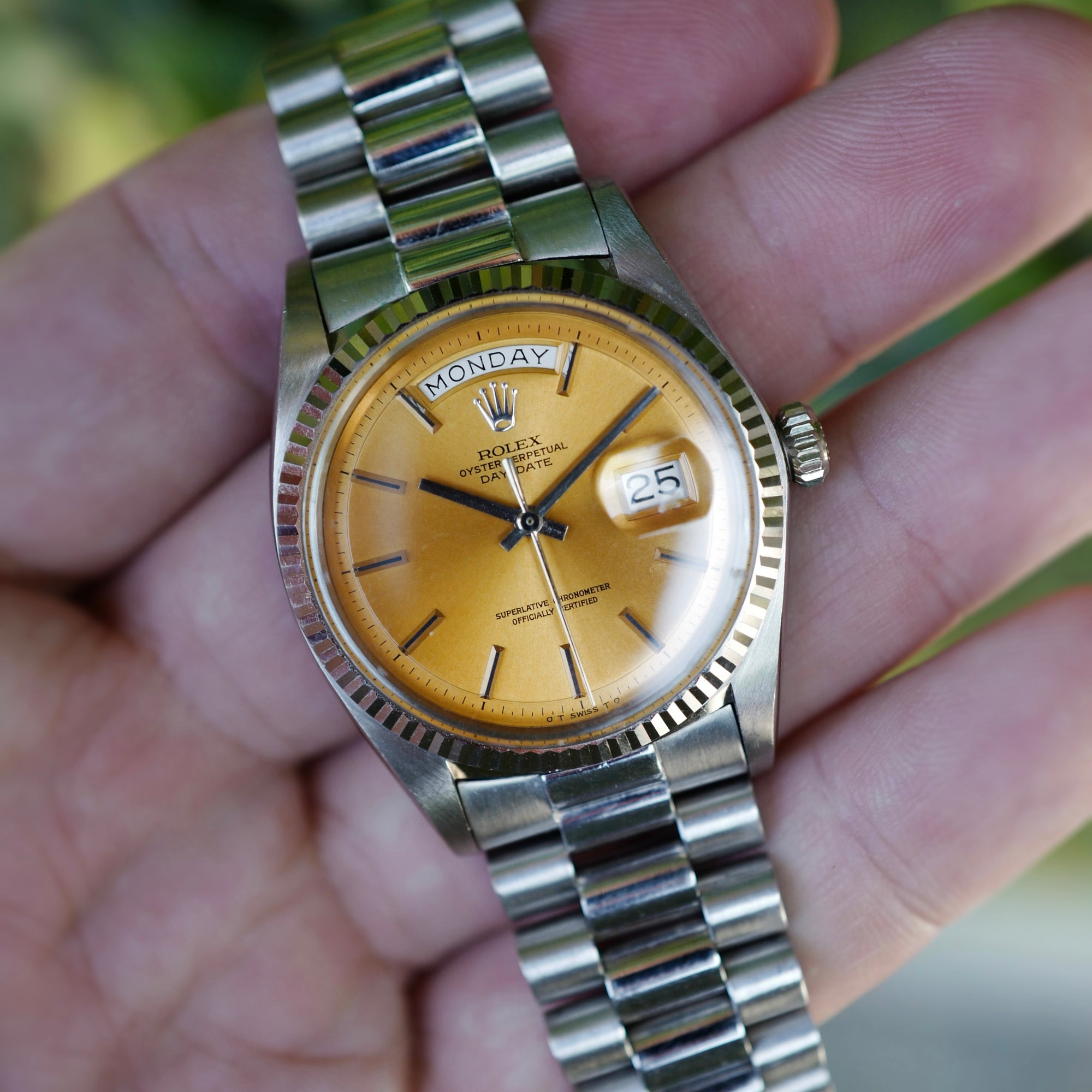 Rolex White Gold Day-Date Salmon Dial Watch Ref. 1803