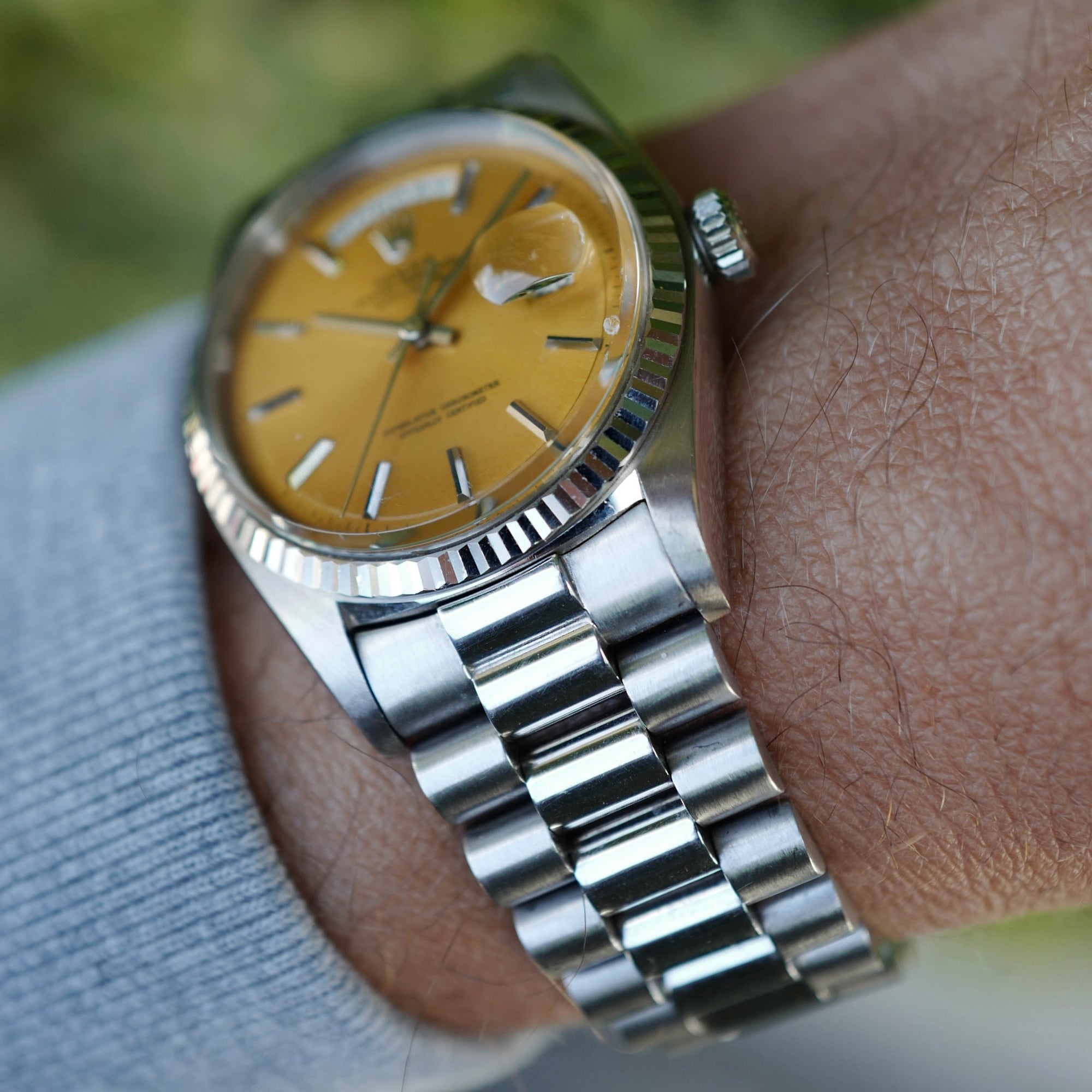 Rolex White Gold Day-Date Salmon Dial Watch Ref. 1803