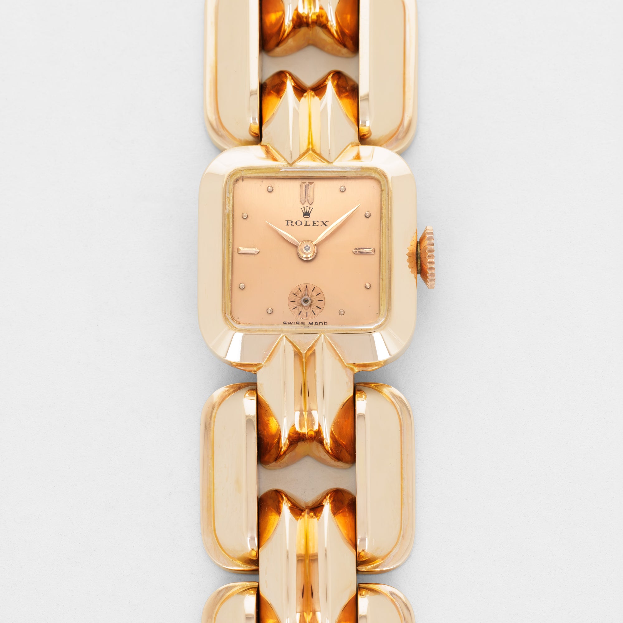 Rolex Pink Gold Sculptural Bracelet Watch