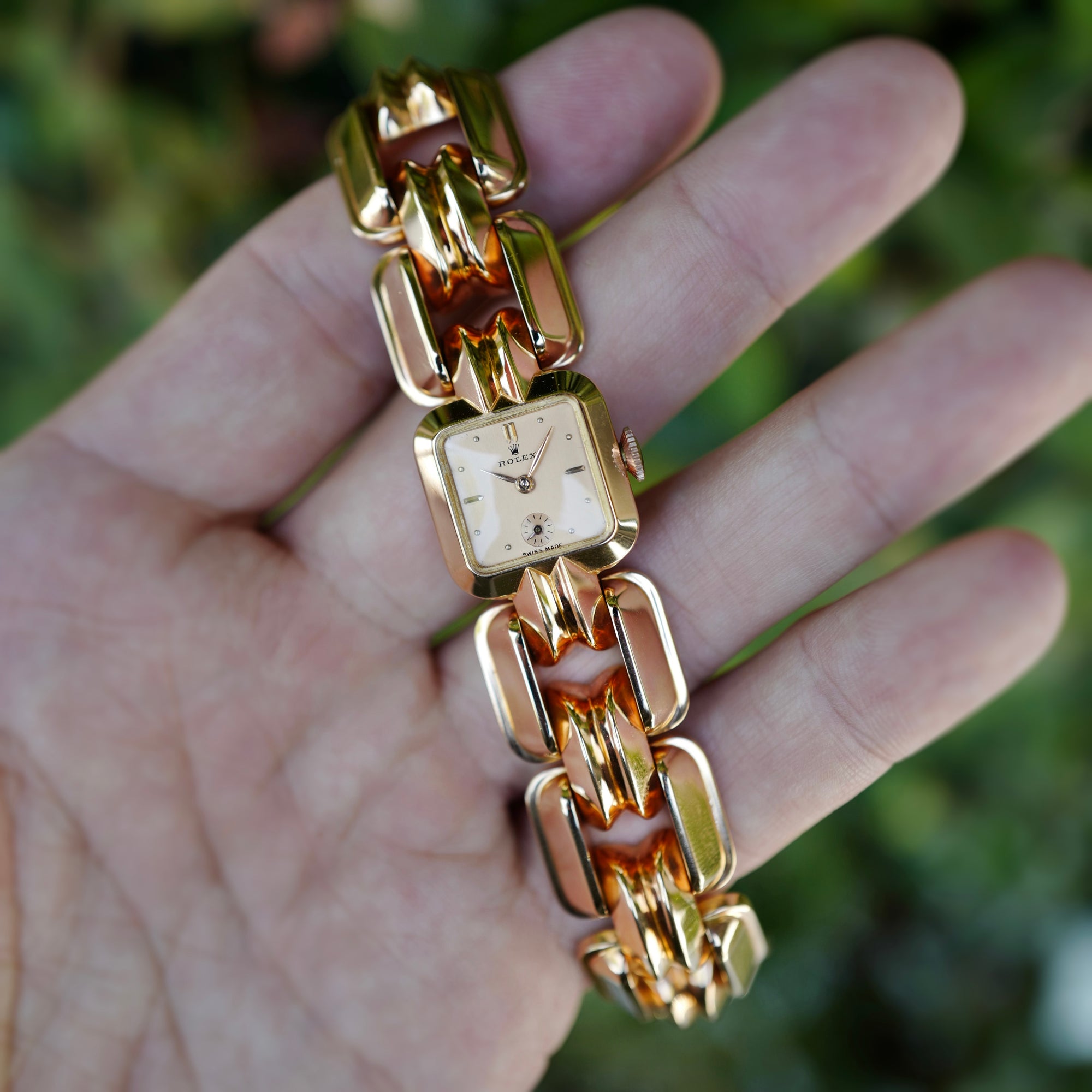 Rolex Pink Gold Sculptural Bracelet Watch