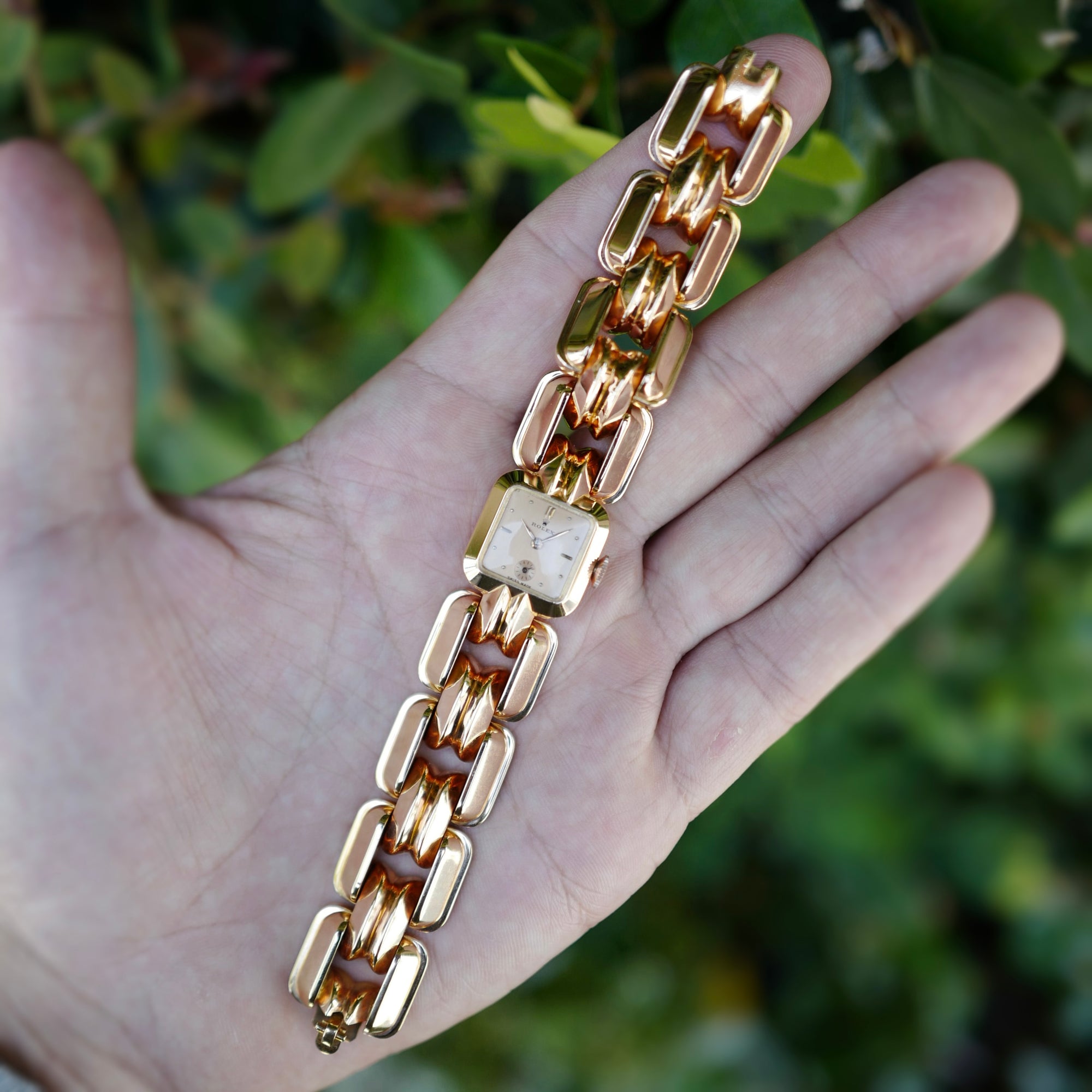 Rolex Pink Gold Sculptural Bracelet Watch
