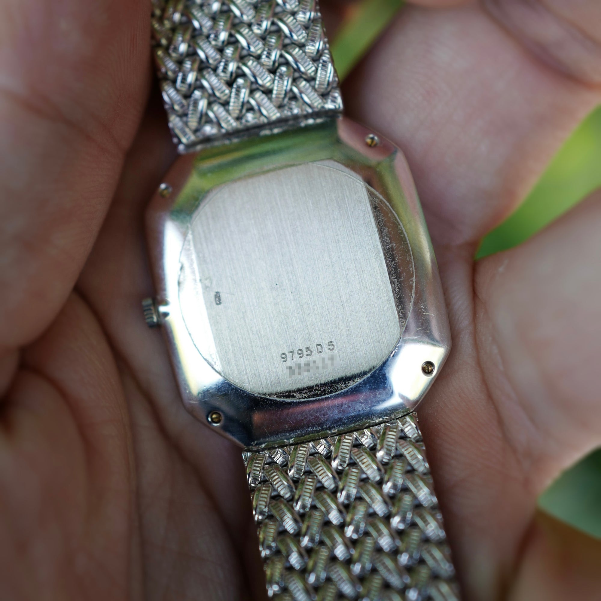 Piaget White Gold Bracelet Watch Ref. 9795 with Geometric Onyx and Mother of Pearl Dial