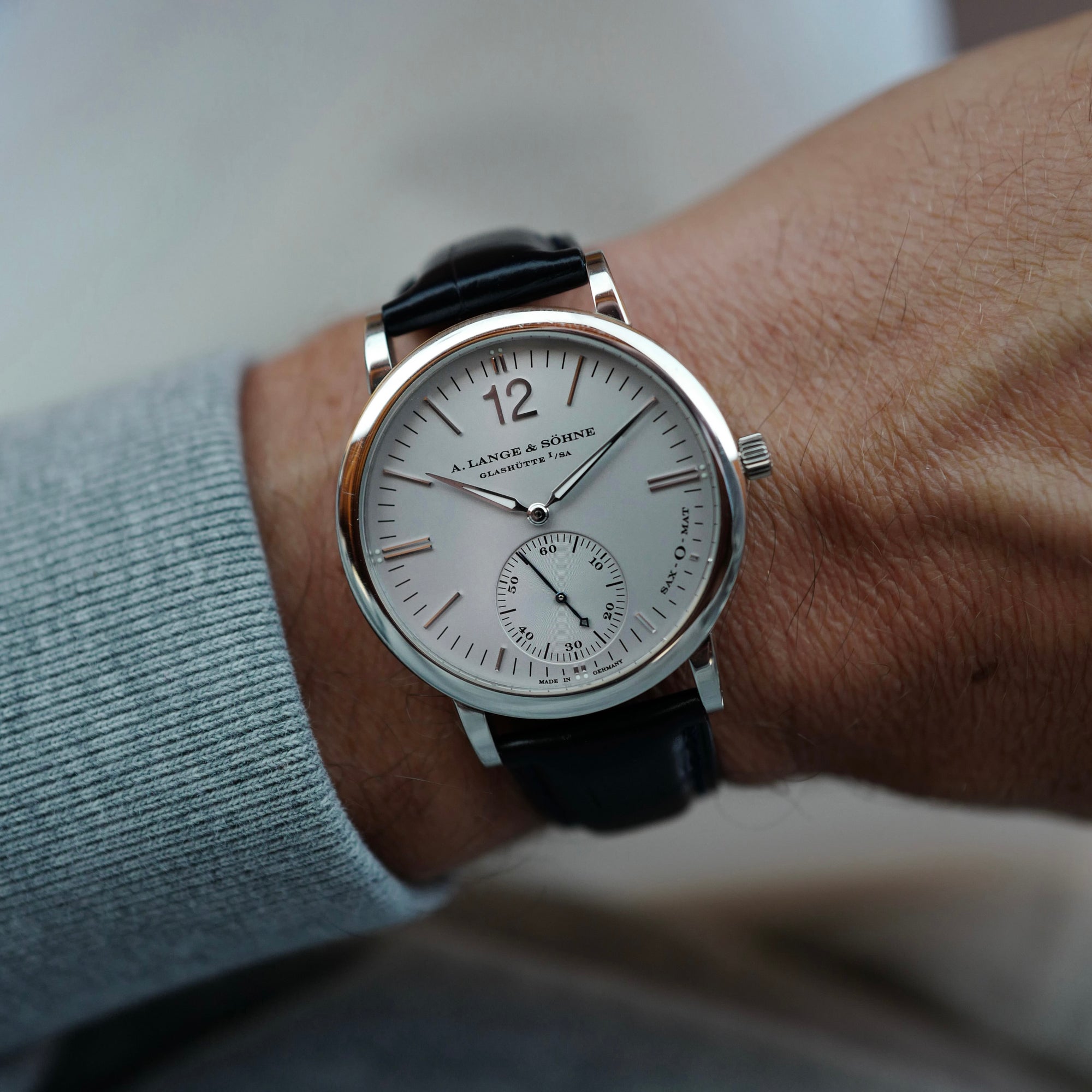 A. Lange &amp; Sohne Platinum Langematic Sax-O-Mat Watch Ref 301.025