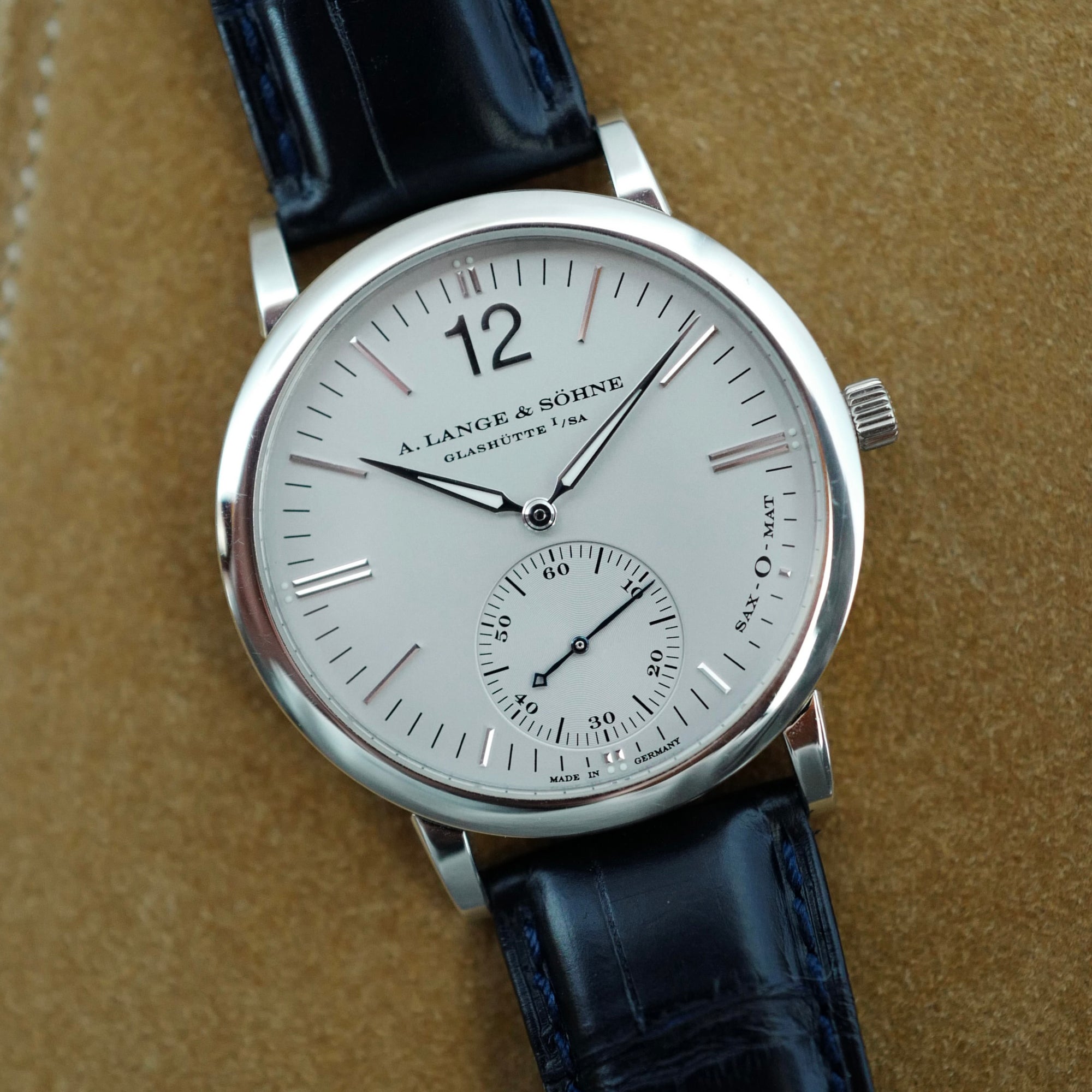A. Lange &amp; Sohne Platinum Langematic Sax-O-Mat Watch Ref 301.025