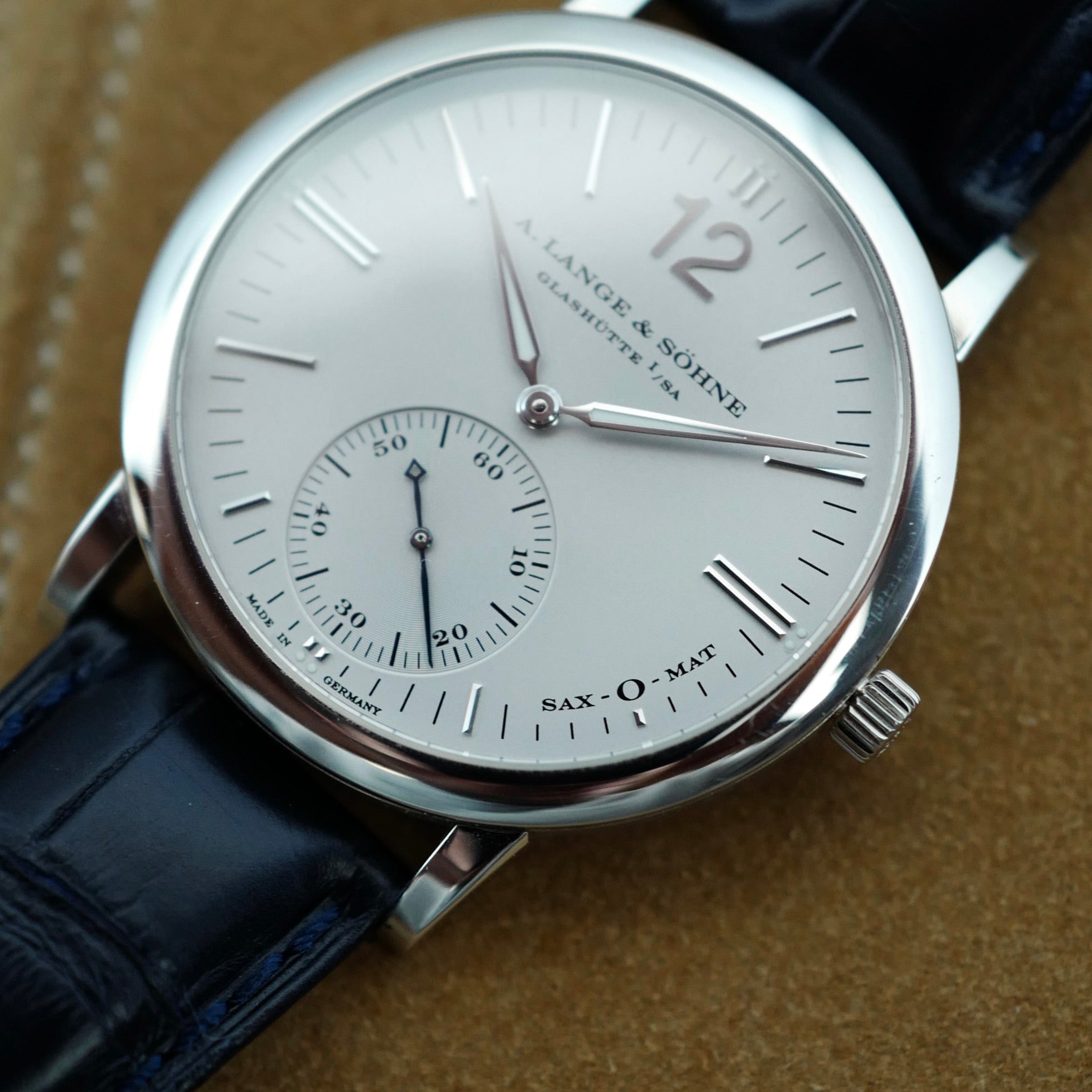 A. Lange &amp; Sohne Platinum Langematic Sax-O-Mat Watch Ref 301.025