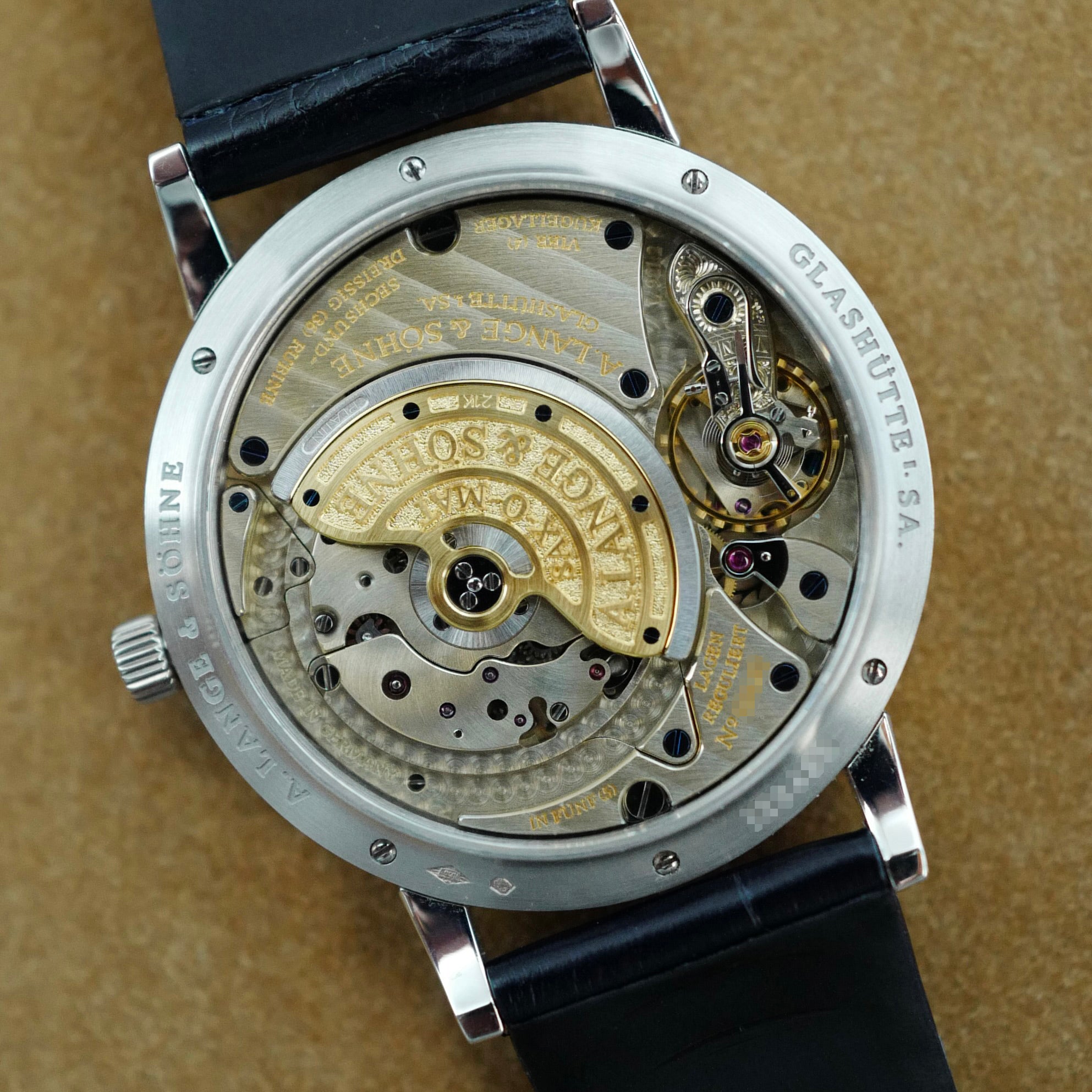 A. Lange &amp; Sohne Platinum Langematic Sax-O-Mat Watch Ref 301.025