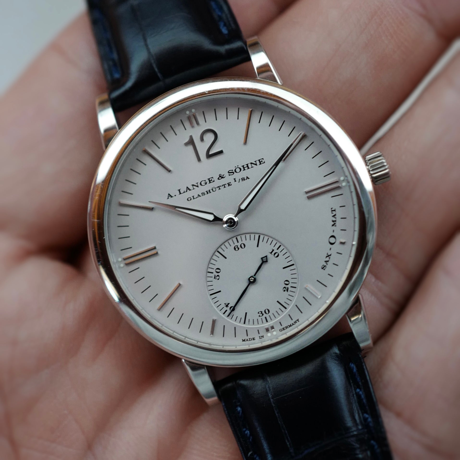 A. Lange &amp; Sohne Platinum Langematic Sax-O-Mat Watch Ref 301.025