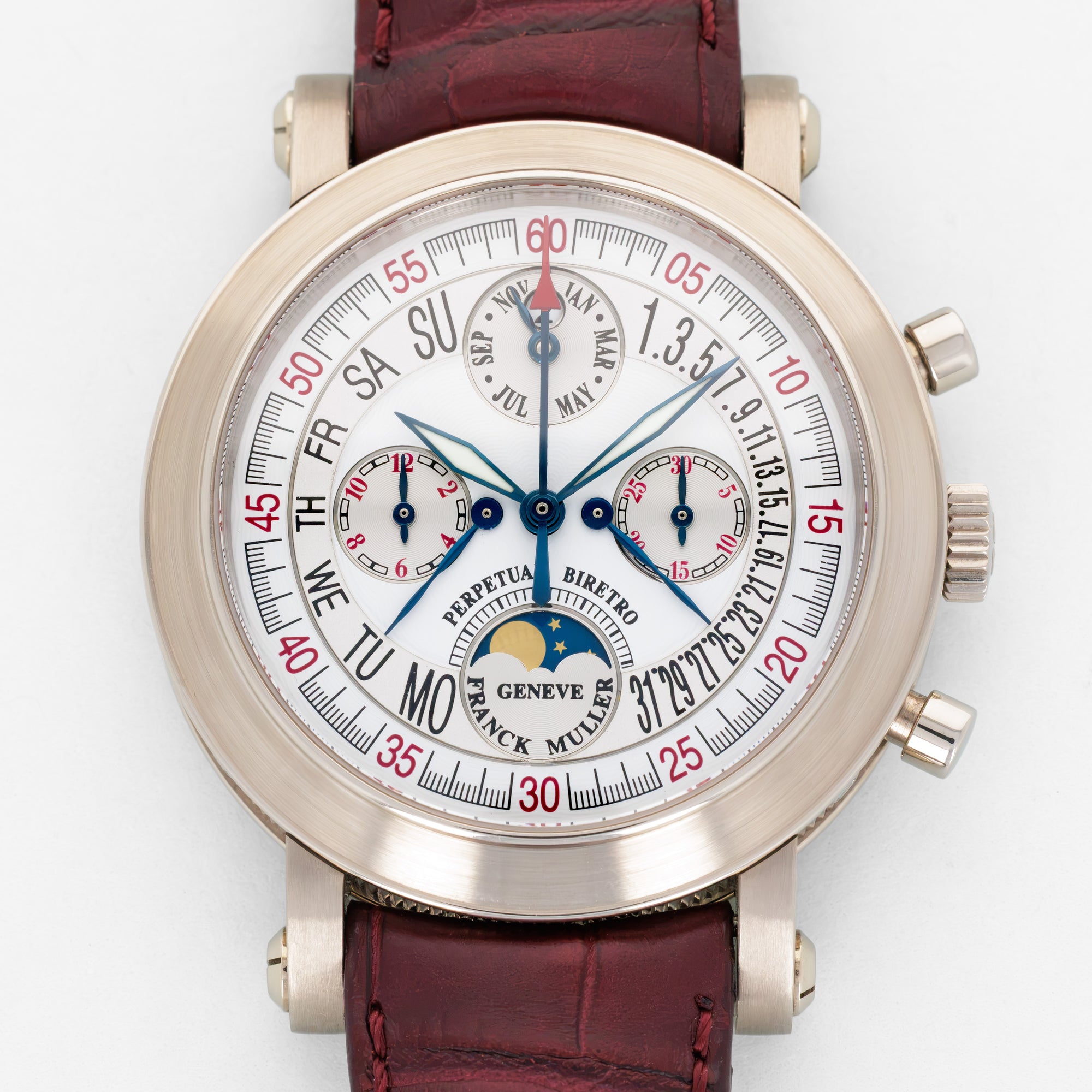 Franck Muller White Gold Perpetual Biretro Chronograph Watch Ref. 7000