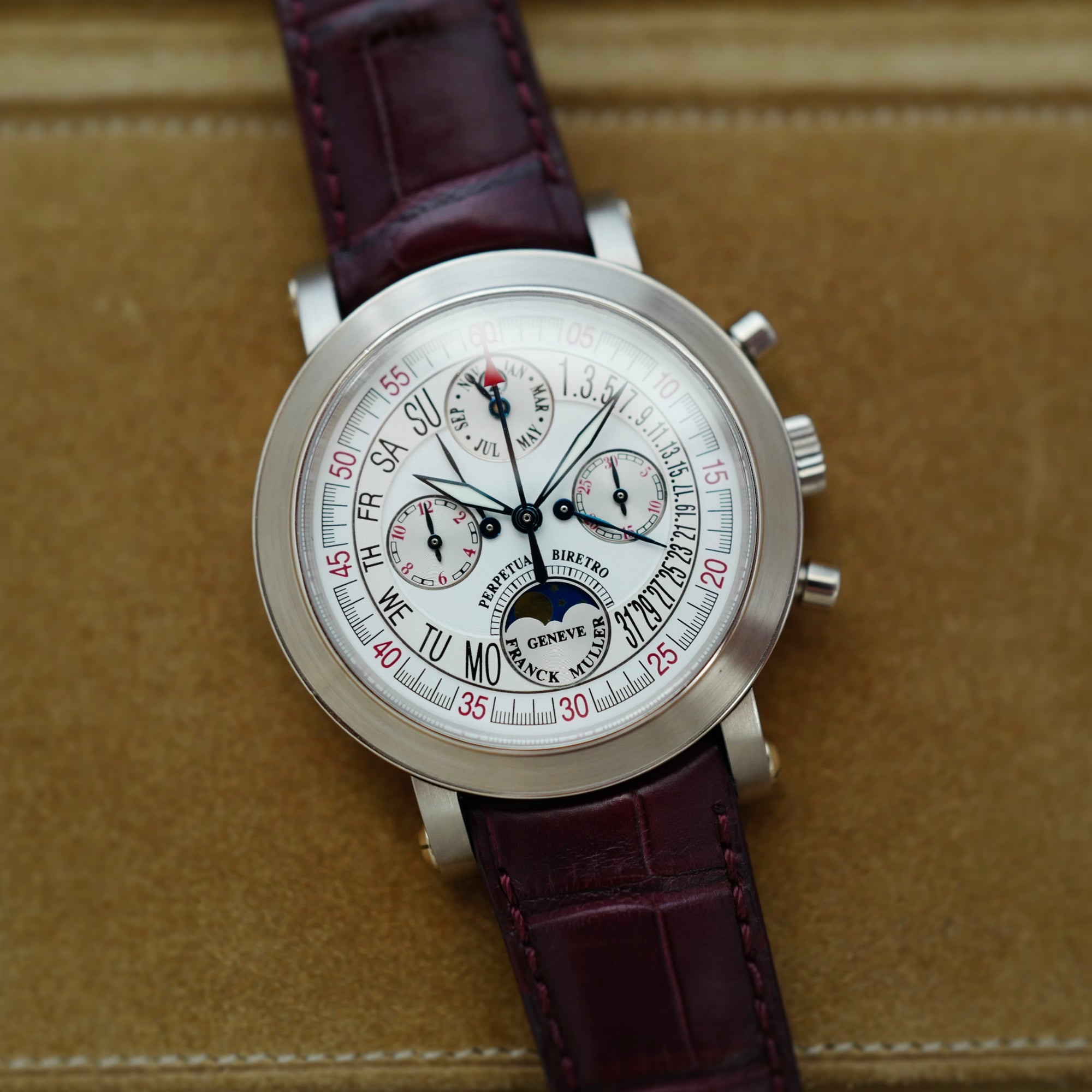 Franck Muller White Gold Perpetual Biretro Chronograph Watch Ref. 7000