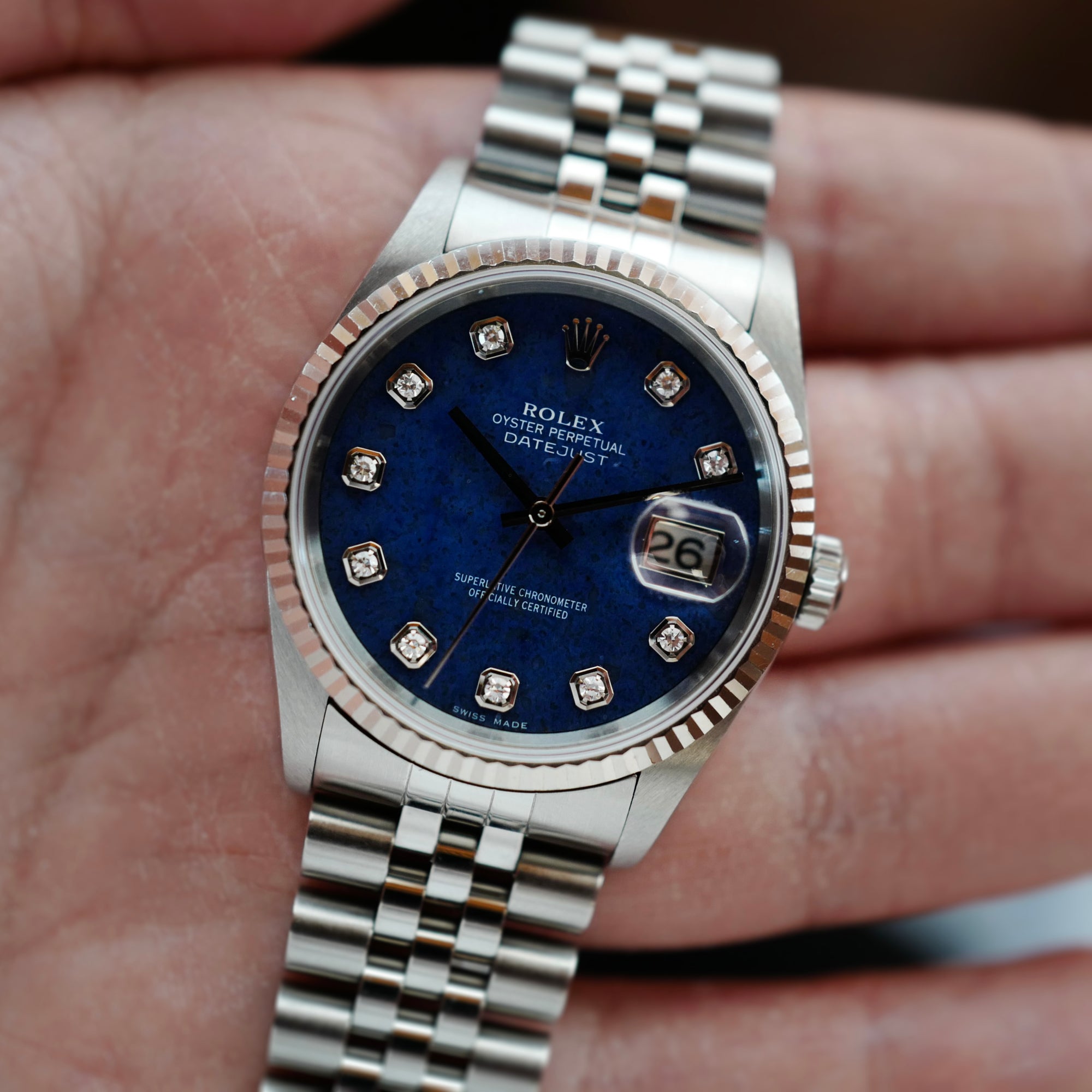 Rolex Steel Oyster Perpetual Datejust Sodalite Ref. 16234G with Papers