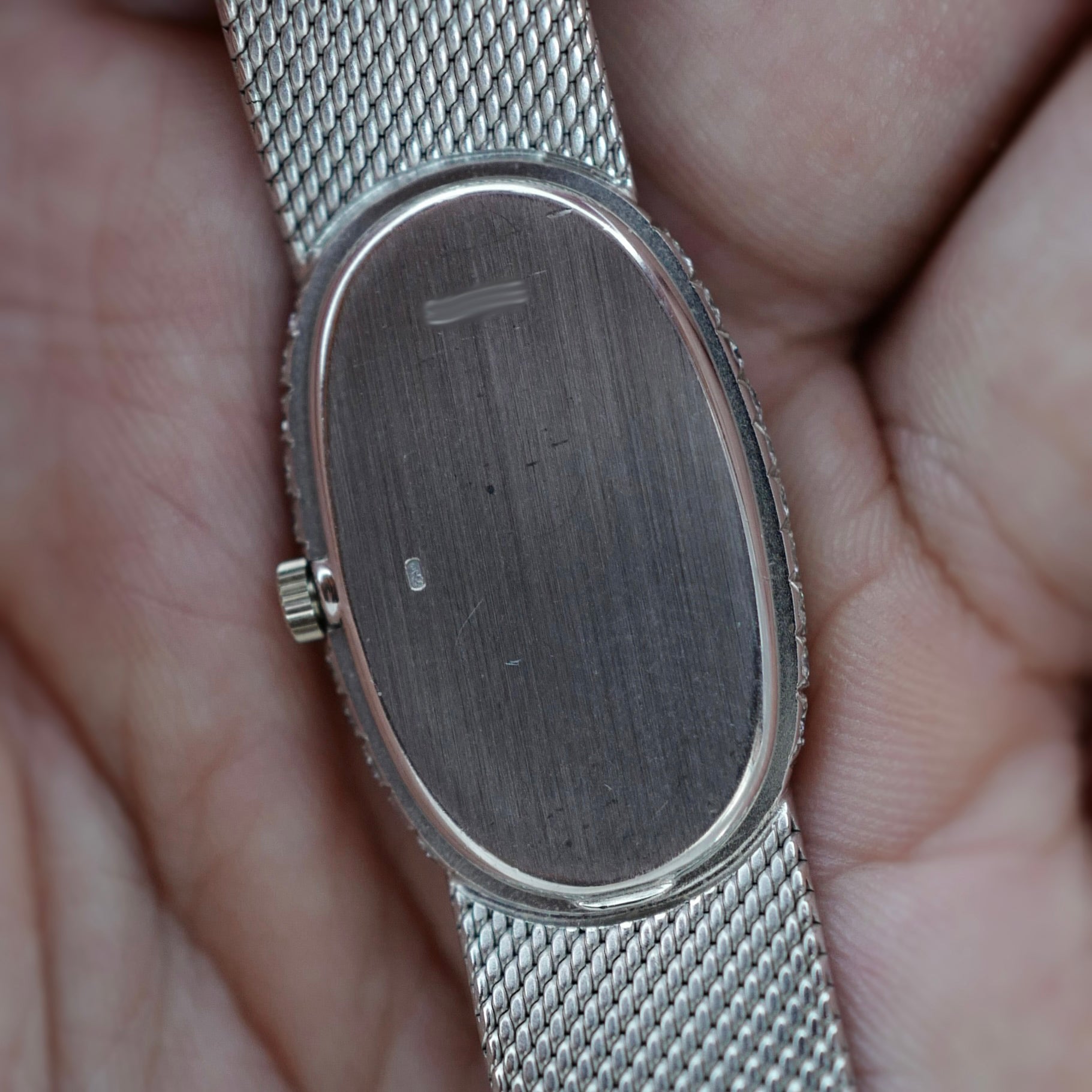 Audemars Piguet Oval White Gold Bracelet Watch with Diamond Case and Hands