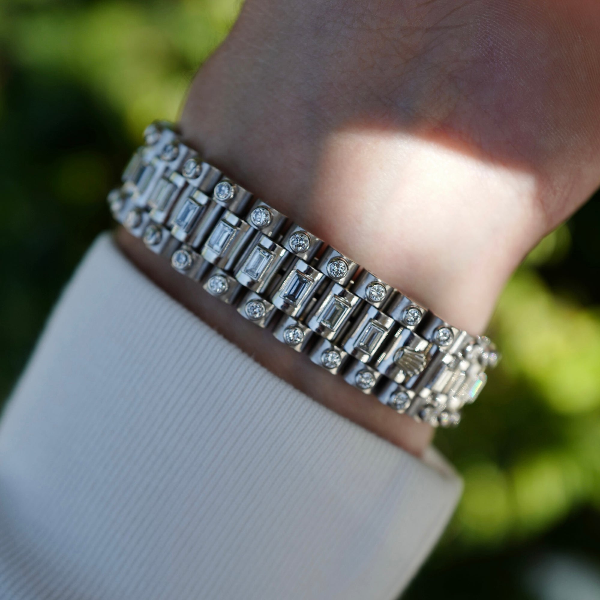 Rolex White Gold Octopussy Day-Date Ref. 18049 with Diamond Pave Dial and Sapphire Markers