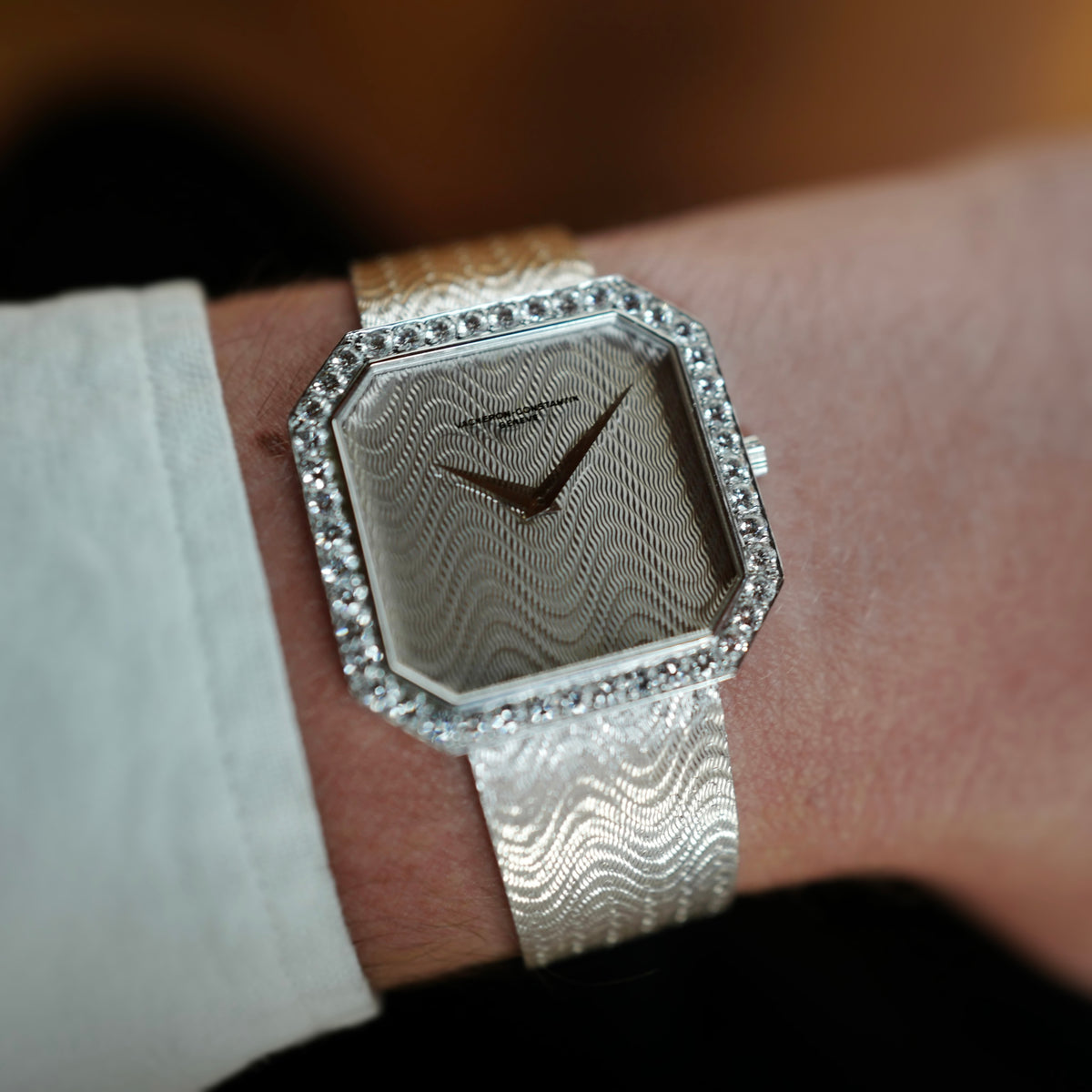 Vacheron Constantin White Gold Octagonal Bracelet Watch with Diamonds