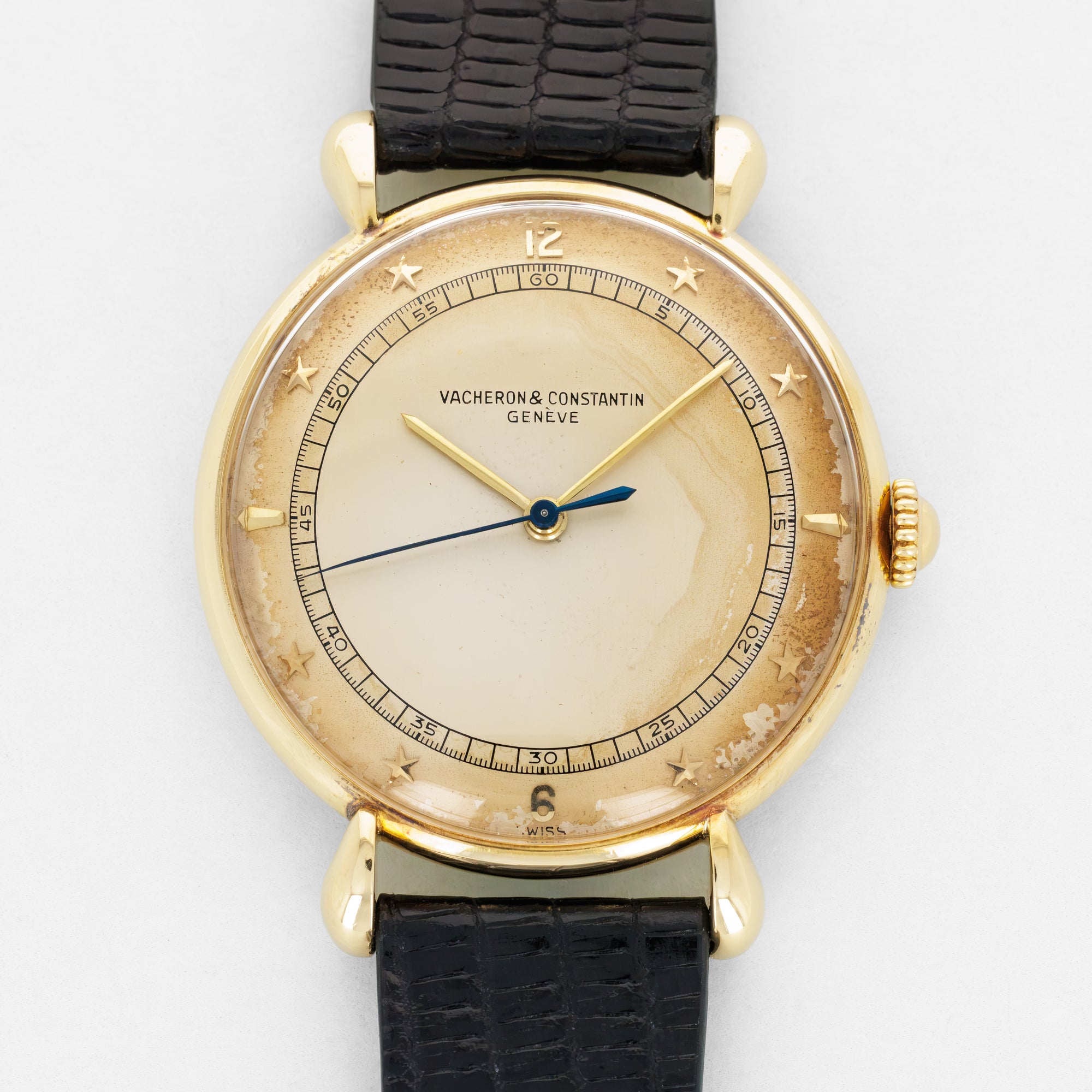 Vacheron Constantin Yellow Gold Watch with Star Numerals and Tear Drop Lugs