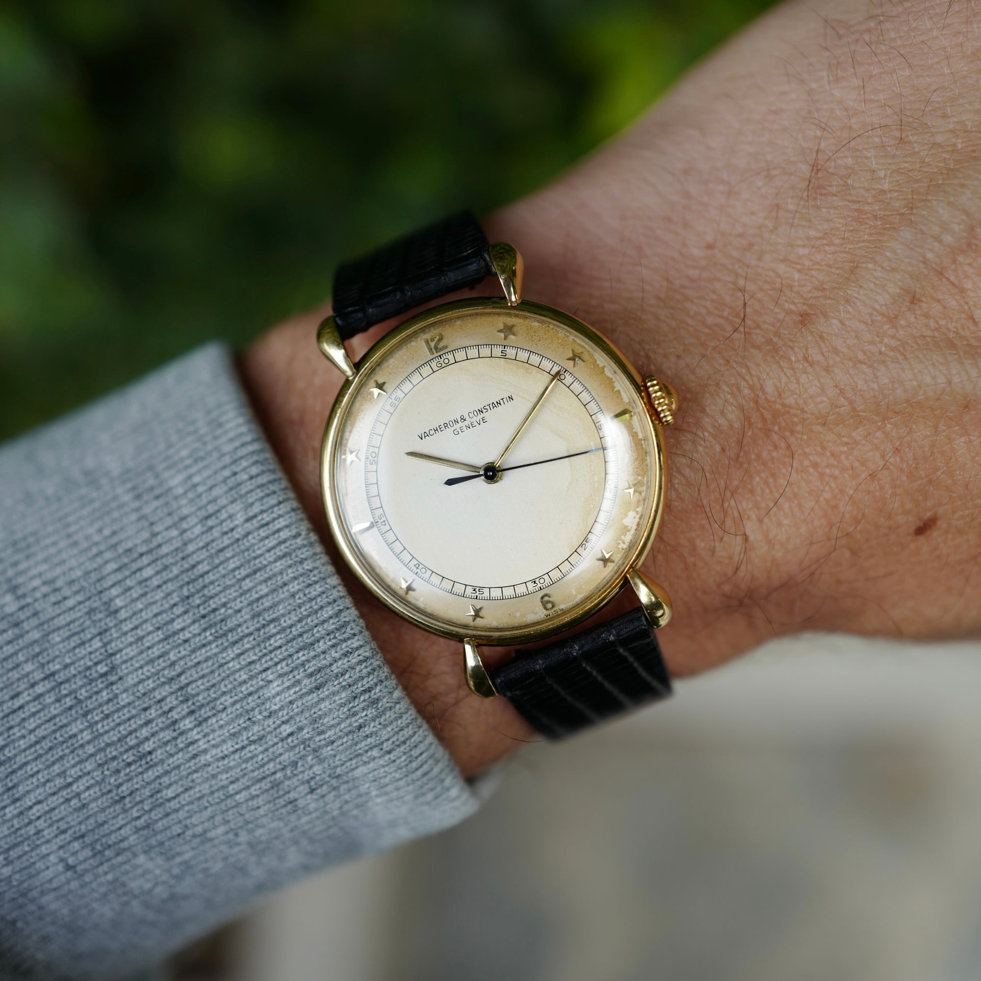 Vacheron Constantin Yellow Gold Watch with Star Numerals and Tear Drop Lugs