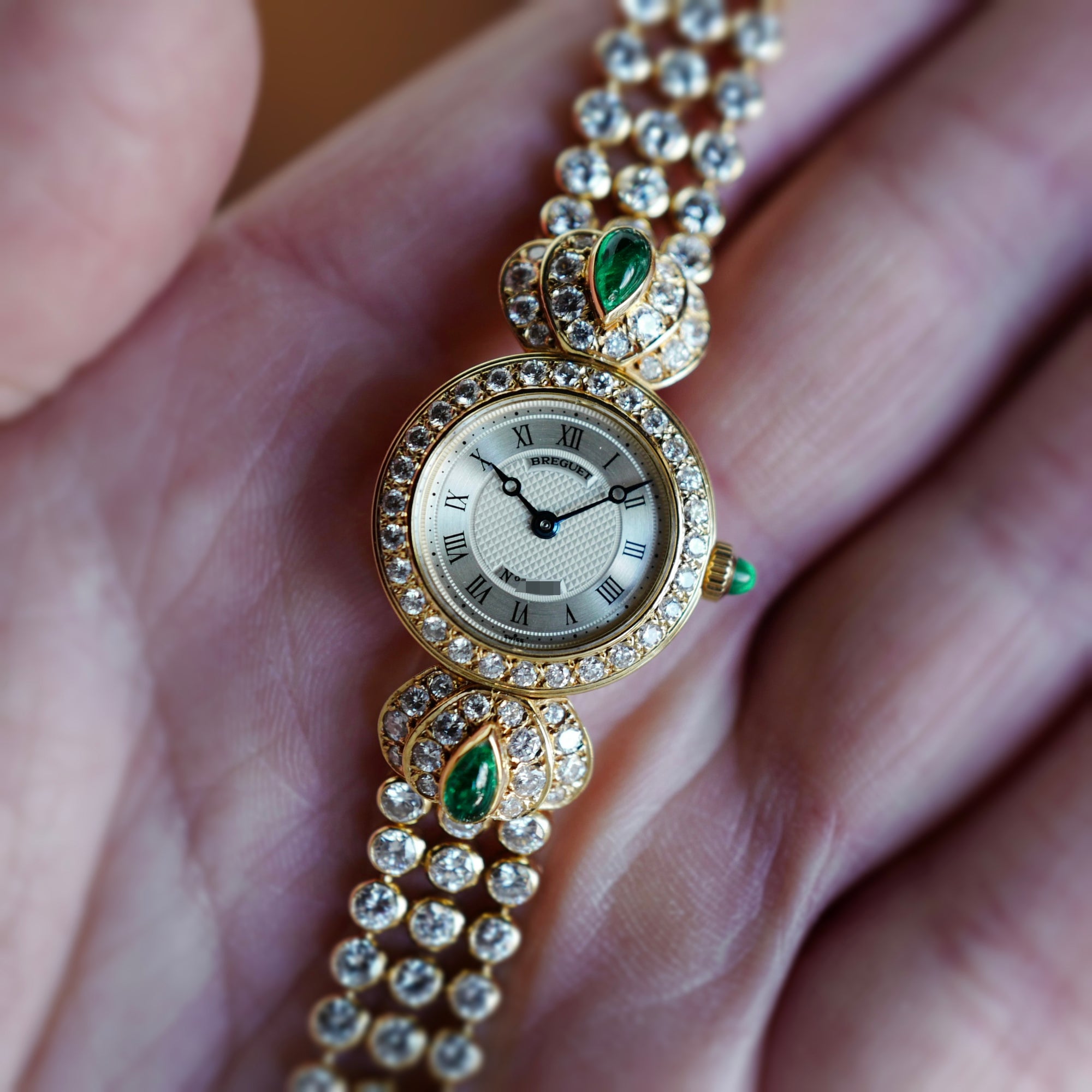 Breguet Yellow Gold Classique with Diamonds and Emeralds