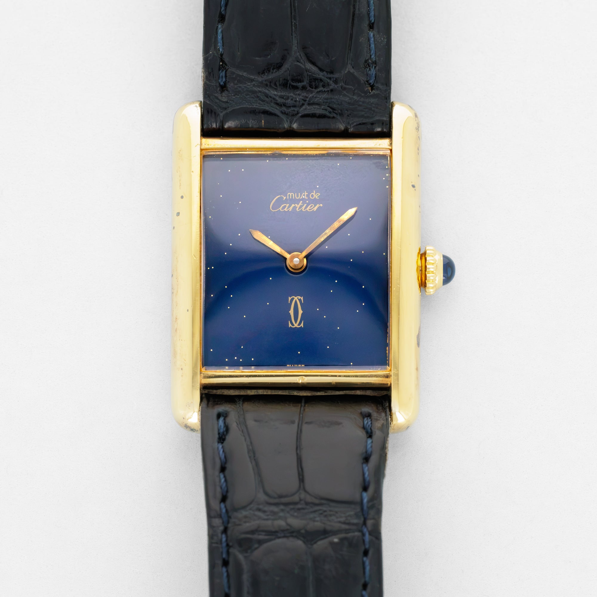 Cartier Vermeil Must de Tank with Blue Dial Ref. 81975413