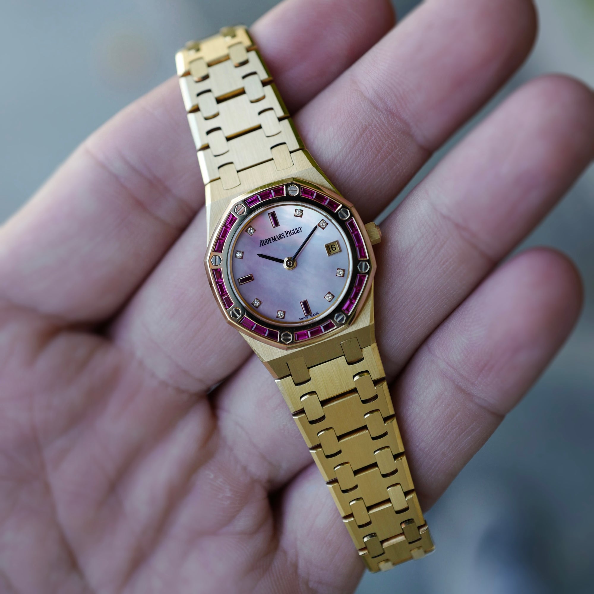 Audemars Piguet Pink Gold Royal Oak Ruby Watch Ref. 66600
