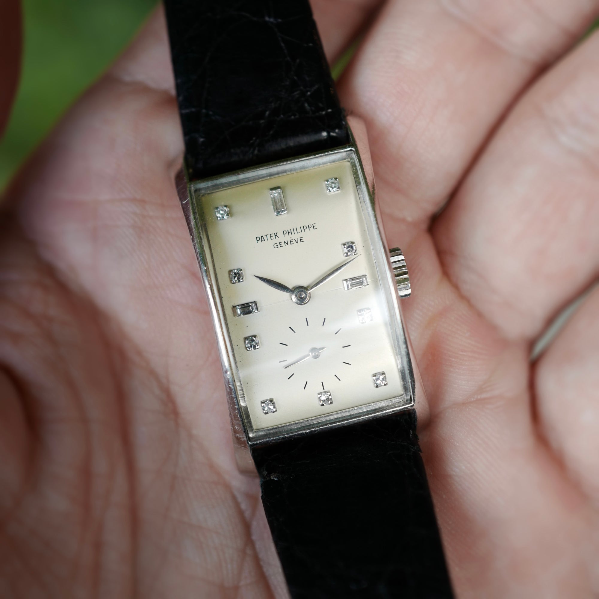 Patek Philippe Platinum Hourglass Watch Ref. 1593 in Original Box