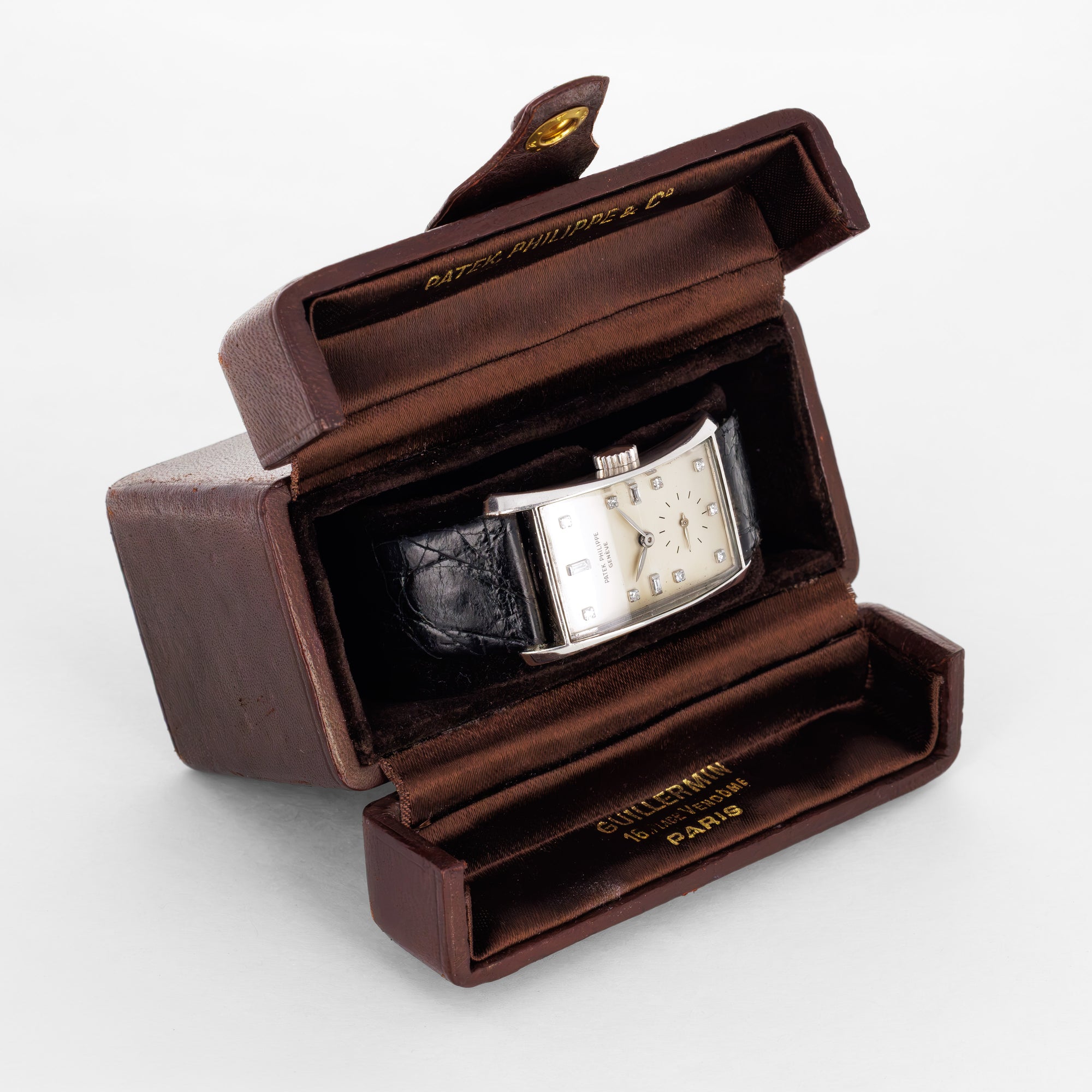 Patek Philippe Platinum Hourglass Watch Ref. 1593 in Original Box