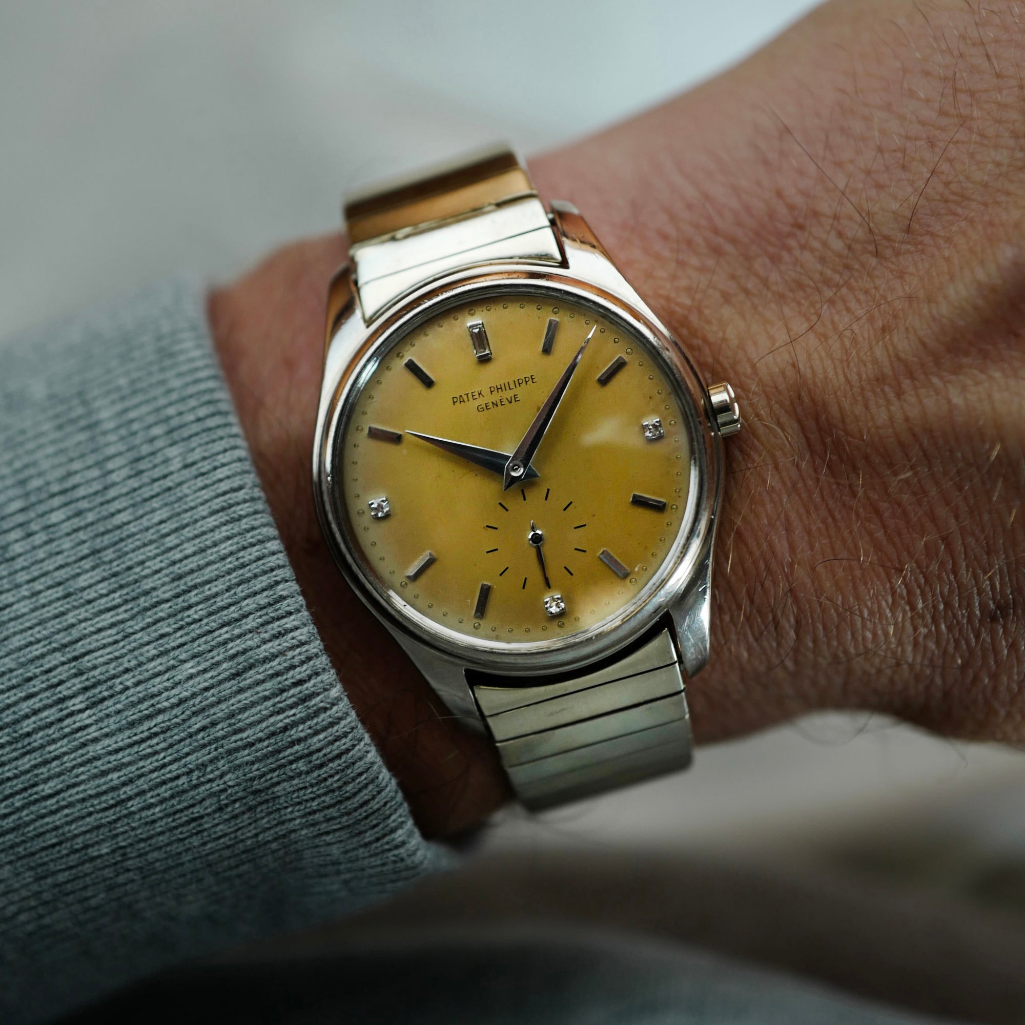 Patek Philippe White Gold Ref. 2526 with Diamond Index Dial Watch, 1956
