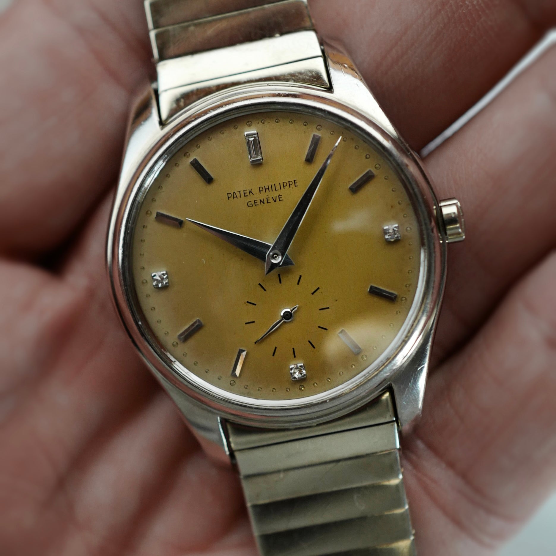 Patek Philippe White Gold Ref. 2526 with Diamond Index Dial Watch, 1956