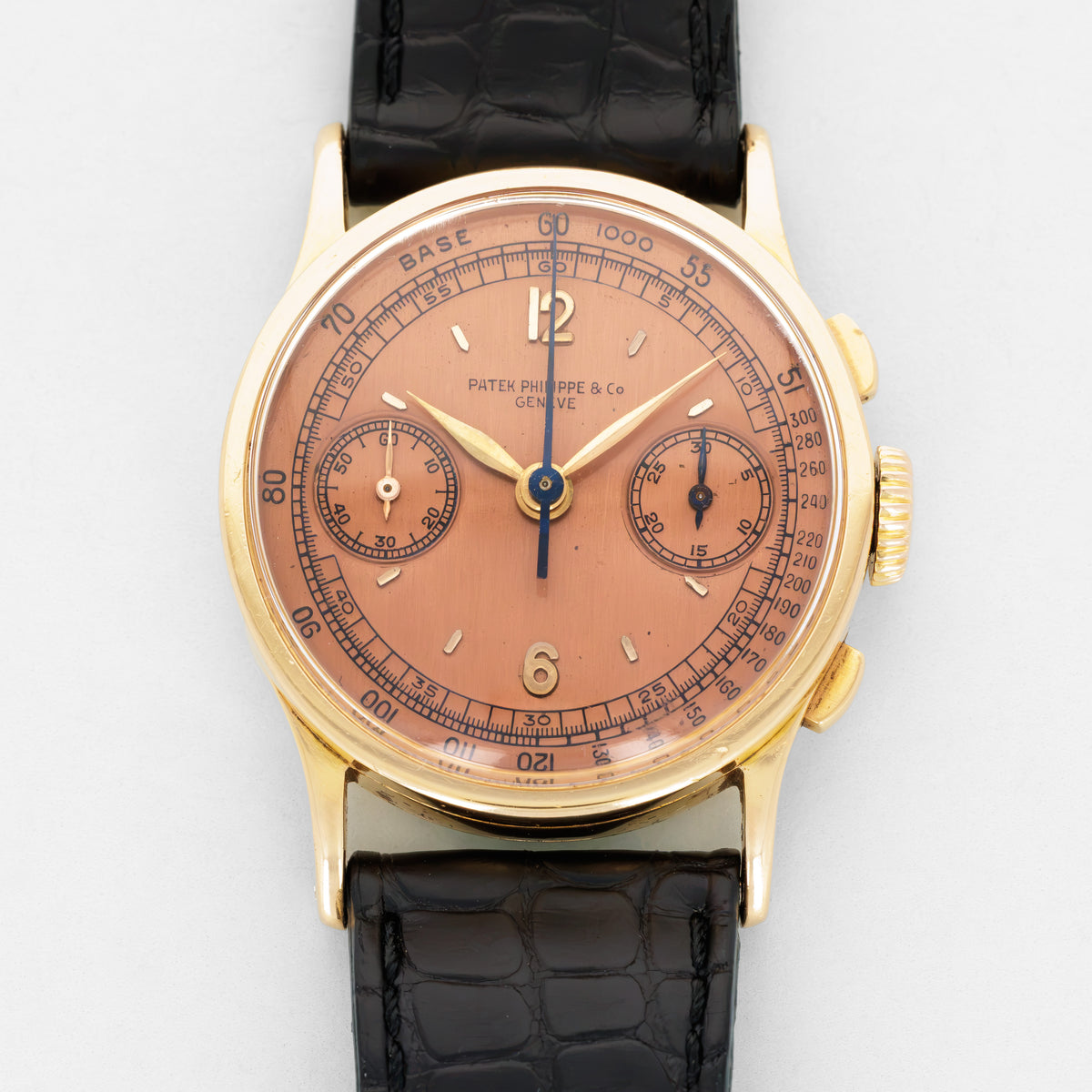 Patek Philippe Pink Gold Chronograph Watch Ref. 533 with Rare Pink Dial