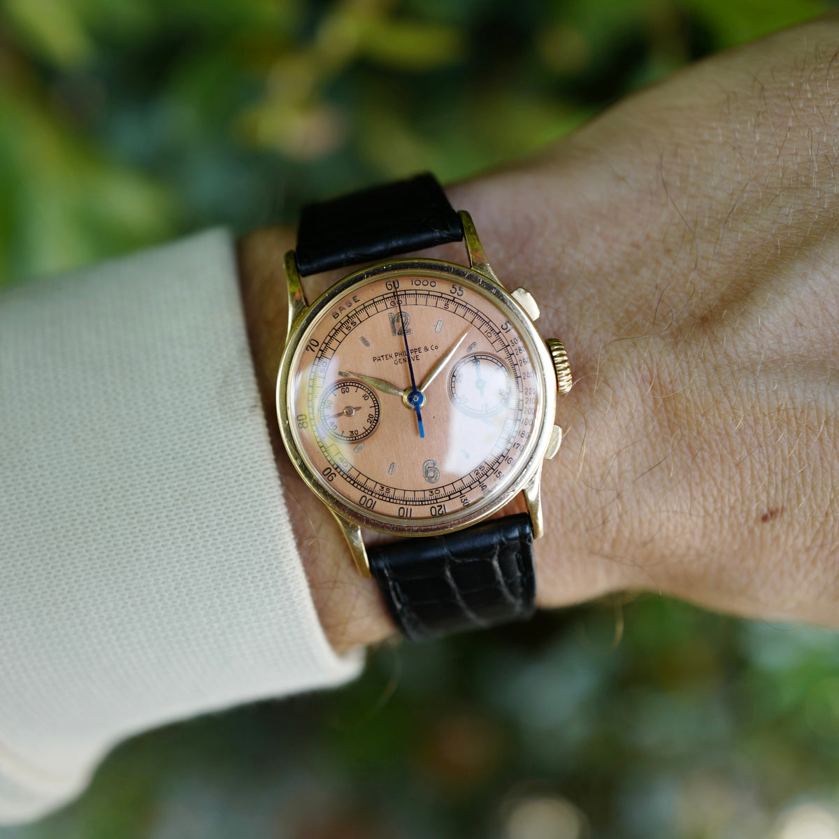 Patek Philippe Pink Gold Chronograph Watch Ref. 533 with Rare Pink Dial