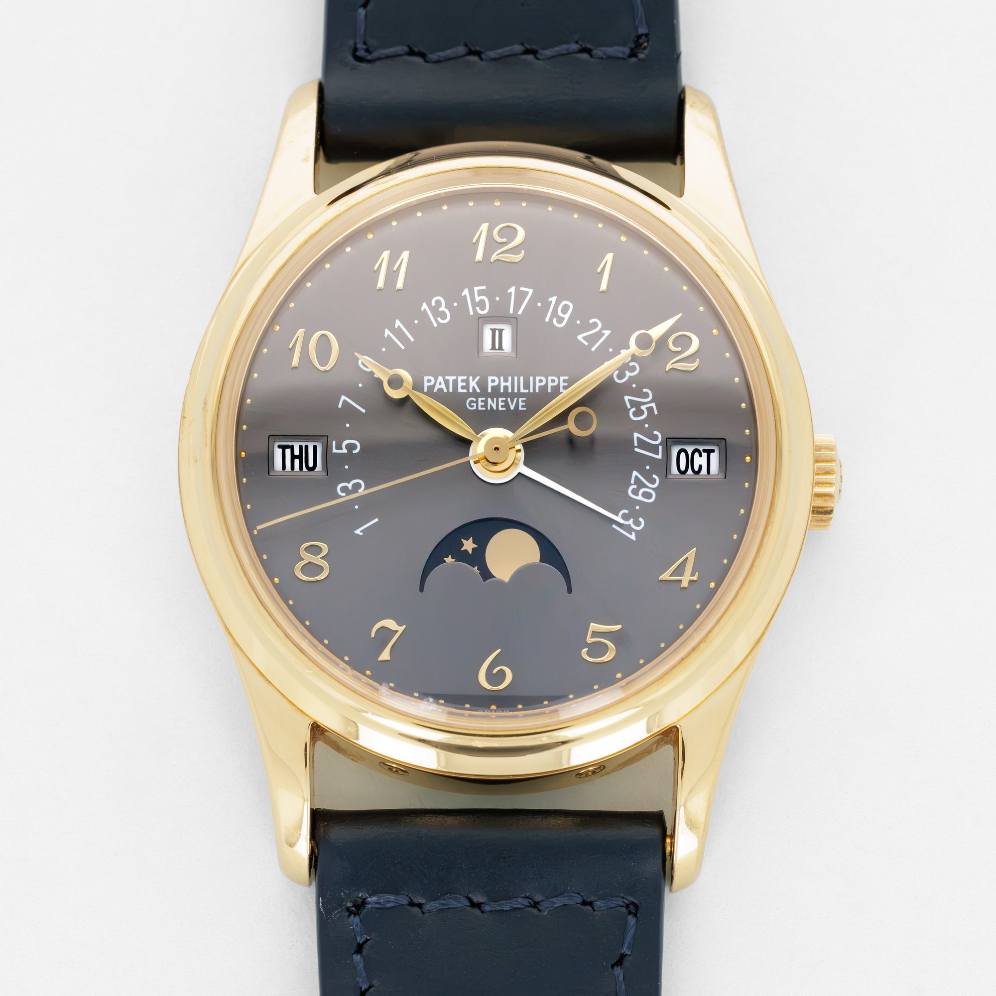 Patek Philippe Yellow Gold Perpetual Calendar Special Order Grey Dial Watch Ref. 5050